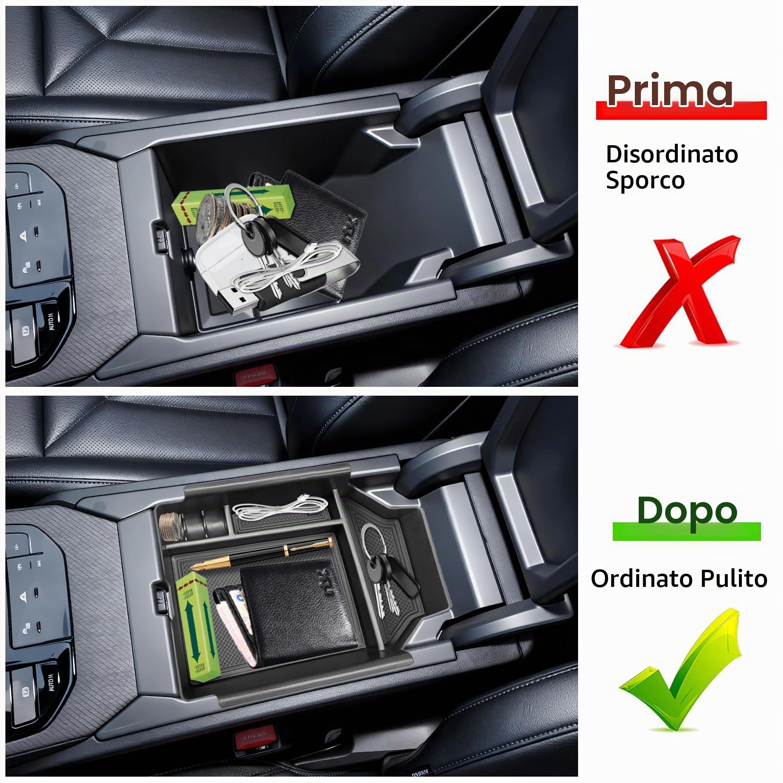 TTCR-II Compatibile con Console Centrale Scatola Portaoggetti BMW X3 G45 | Braccioli Scatola Portaoggetti X3 G45 2025 2026 Plug-in Hybrid XDrive Console Bracciolo Organizzatore Accessori Interni BMW
