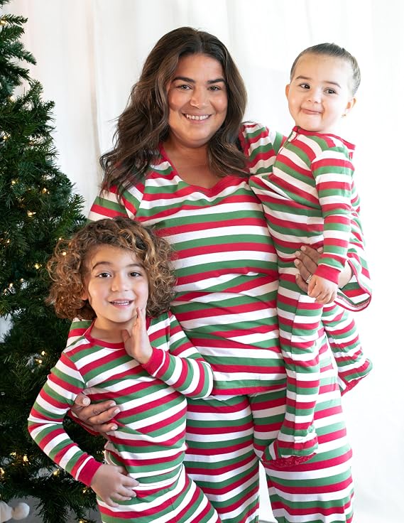 Leveret Women's Pajamas Fitted Striped 2 Piece Pjs Set 100% Cotton Sleep Pants Sleepwear (XSmall-XLarge) Plus Sizes