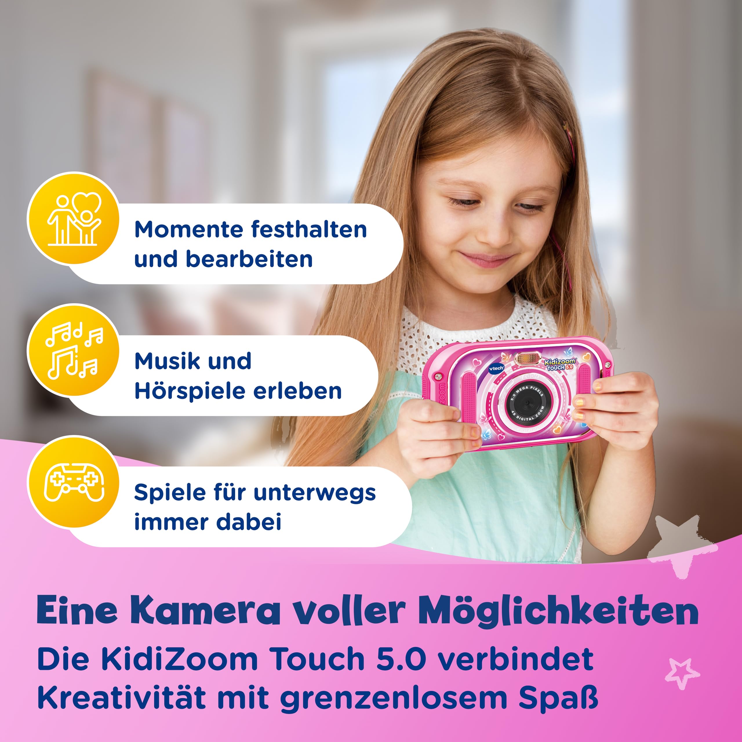 VTech KidiZoom Touch 5.0 - Digitale Kinderkamera mit Selfie-Funktion