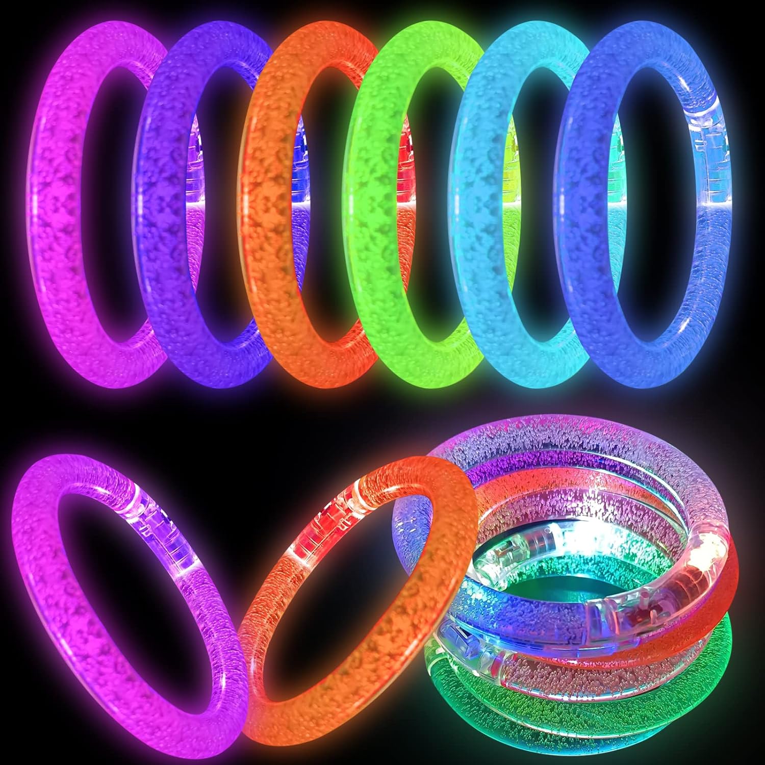 30 Pcs Glow In The Dark Bracelets, 6 Colors LED Bracelets Bulk Party Supplies for Kids and Adults, Glow Neon Party Favors Toys for Carnival Halloween Christmas Birthday Wedding - Image 4