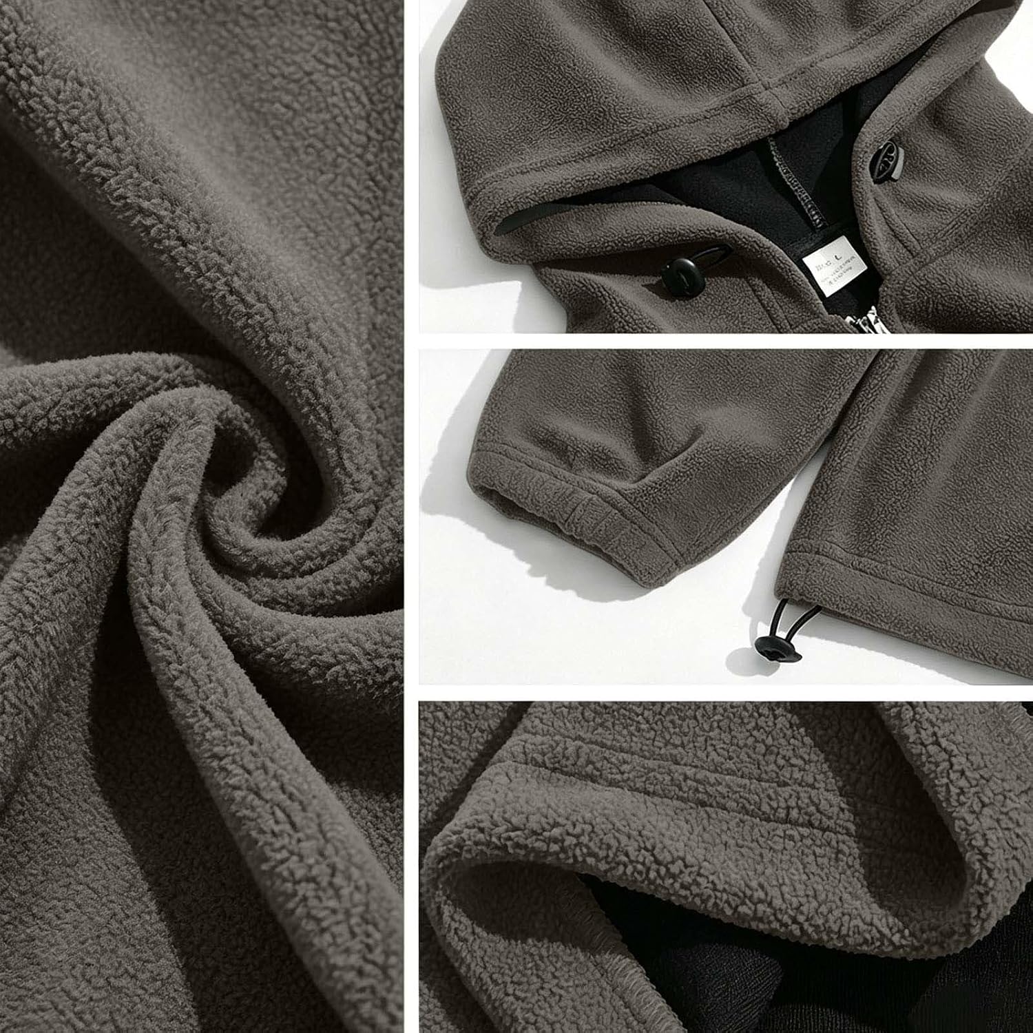 Men's Fleece Half Zip Hood Top Drawcord Long Sleeve Pullover Tops