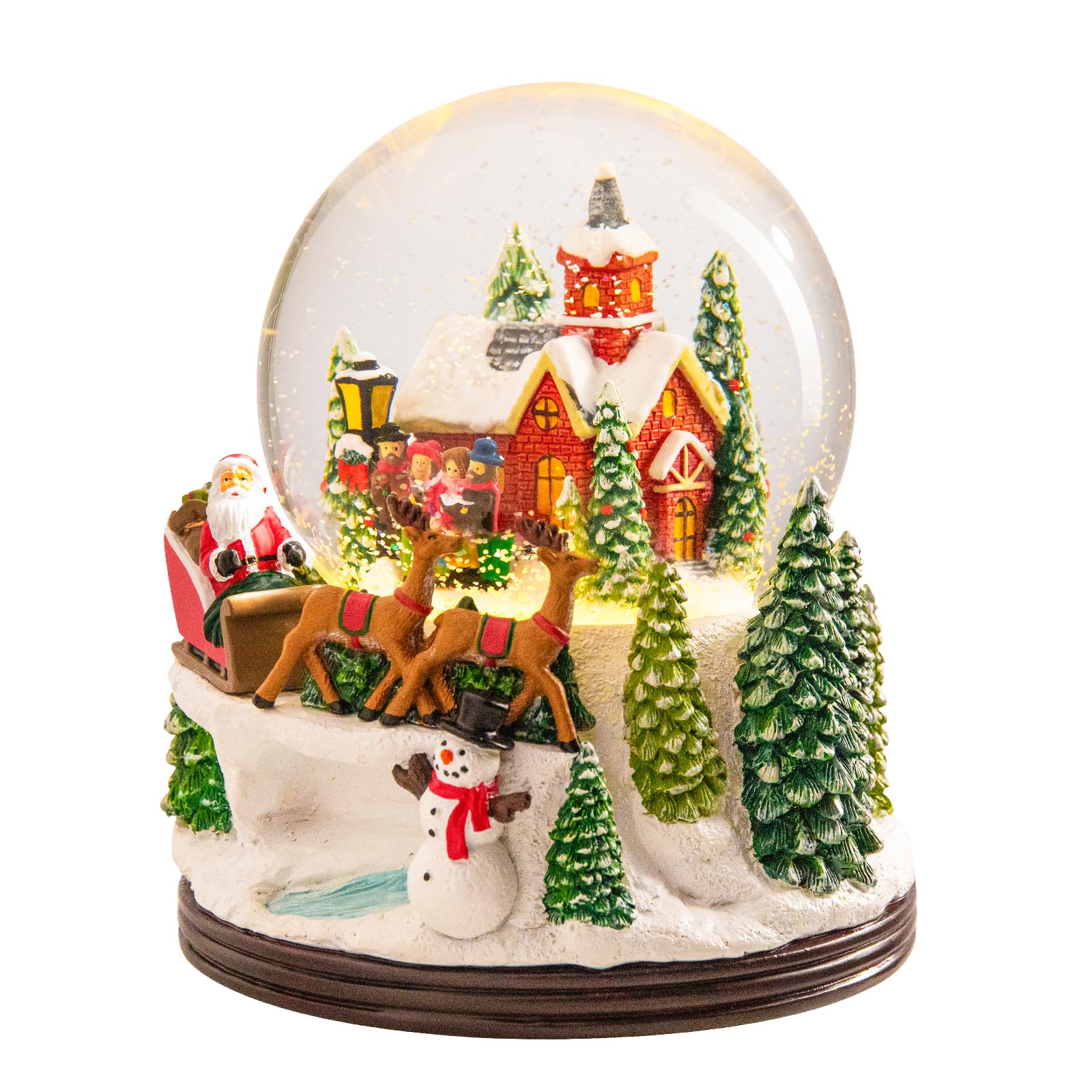 MUMTOP Christmas Snow Globes, Santa Claus on Sleign Snow Globes Christmas with Musical Battery Operated LED Lights Glittering Water Globes Winter for Holiday Home Indoor Christmas Decorations and Gift