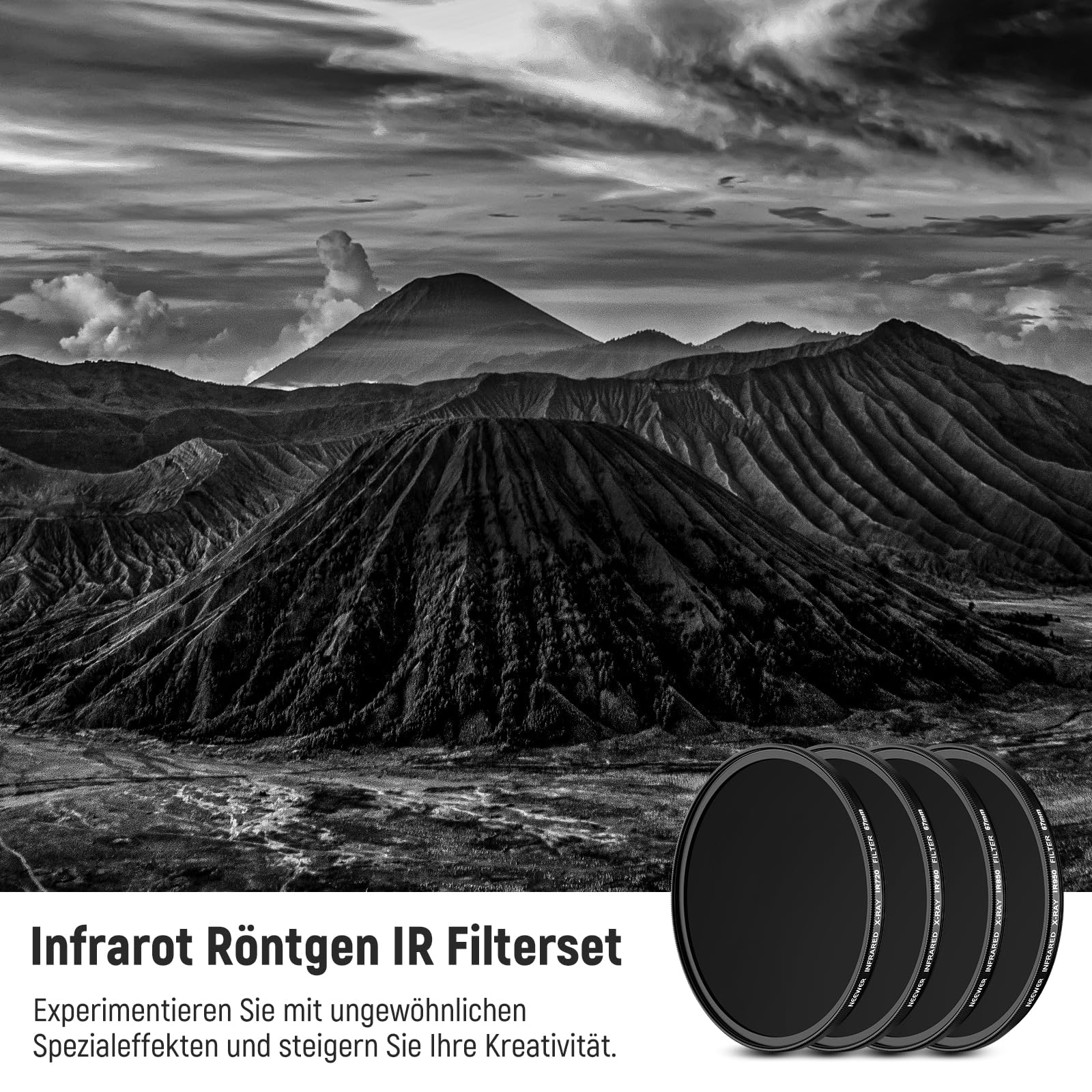 NEEWER 67mm Infrarot Filter Set, 4er Pack IR720/IR760/IR850/IR950 Infrarot IR mit Tragetasche und Reinigungstuch, kompatibel mit Canon Nikon Sony Panasonic Fuji Kodak IR unterstützten DSLR Kameras