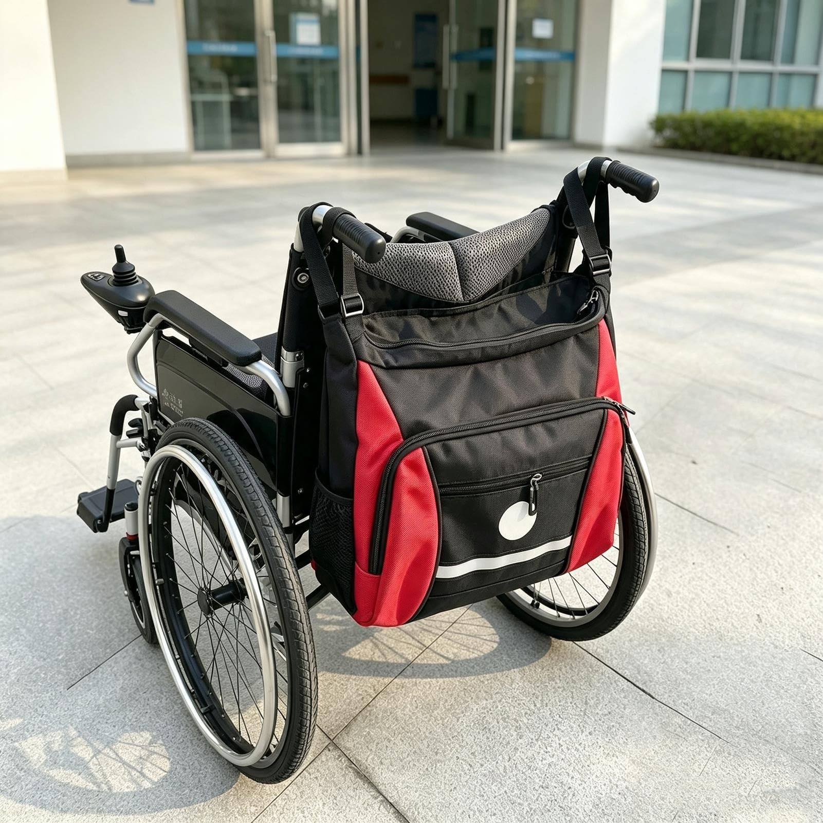 Mochila para Silla de Ruedas,Bolsas para silla de ruedas,Bolsa para Sillas de rueda Impermeable de Tela Oxford Accesorios sillas de Rueda con Tira Reflectante para Ruedas, Andadores