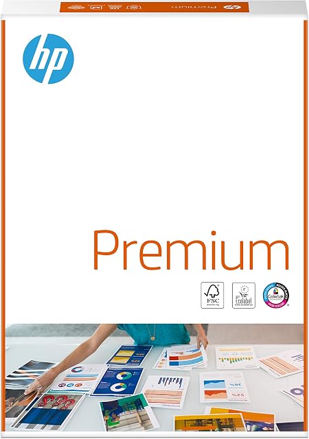 HP Printer Paper, Premium A4 Paper, 210x297mm, 80gsm, 1 Ream, 500 Sheets - FSC Certified Copy Paper