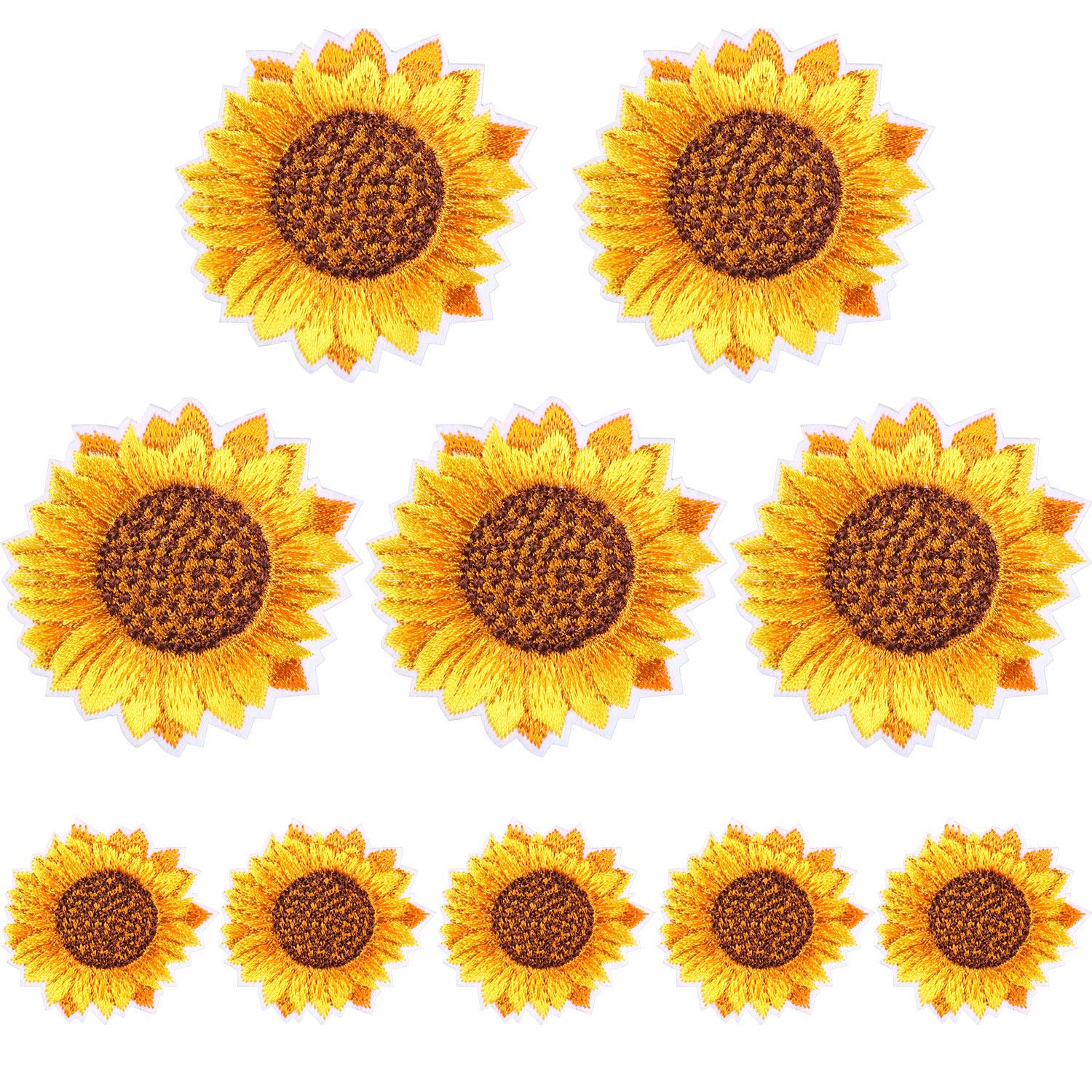 Sunflower Embroidery Patches Iron and Sew On Applique Badge for Clothes Jeans Jacket Hat Dress DIY Accessories (16 Pieces)