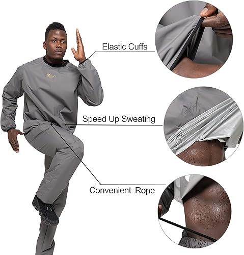 Miniatura 3 de Negash Traje de sauna para hombres, traje de sauna antidesgarro, ligero, impermeable, traje de sauna para boxeo, ejercicio de fitness