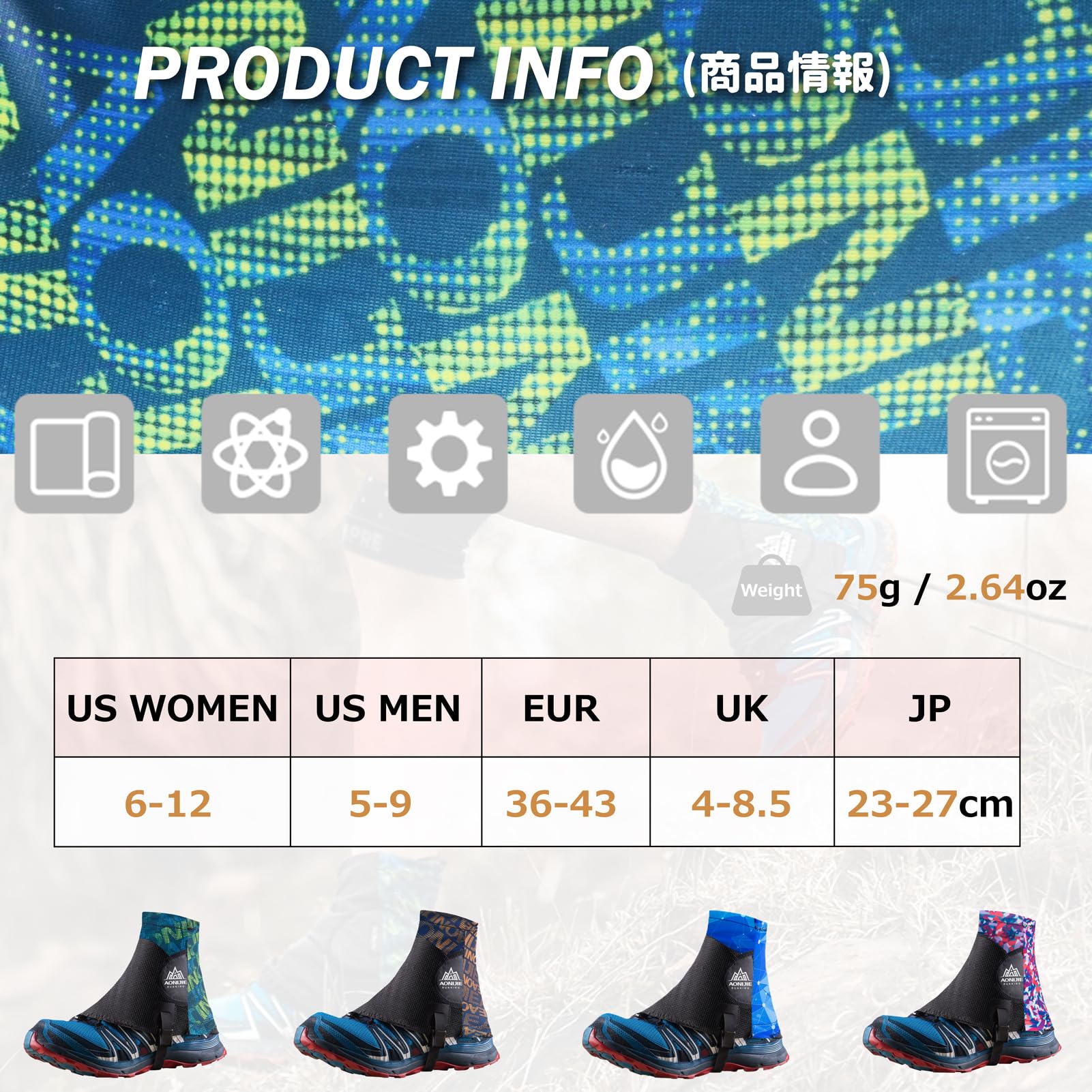 Azarxis Reflektierende Trail Low Gaiters, Gamaschen Atmungsaktiv für Damen und Herren, Wandern, Klettern