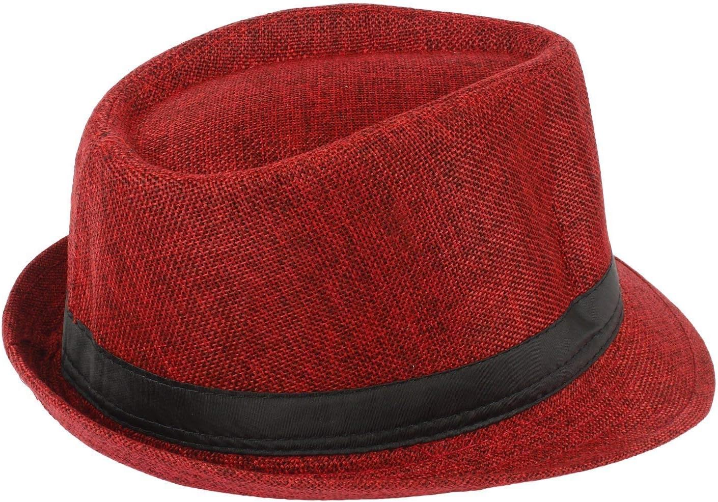 Finix Boy's| Girl's Classic Design Fedora Hats | Summer Beach Hat (Red)
