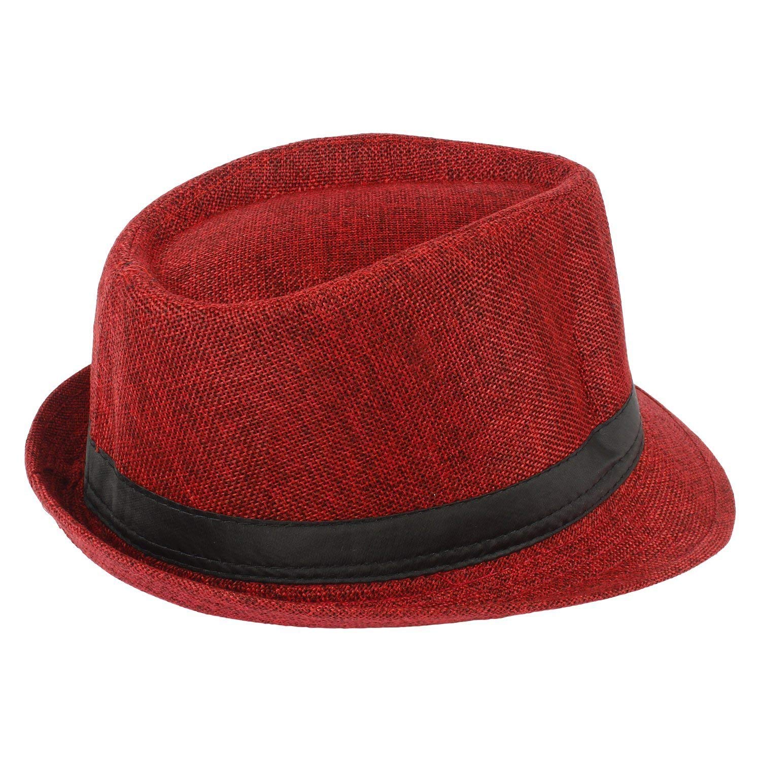 Finix Boy's| Girl's Classic Design Fedora Hats | Summer Beach Hat (Red)