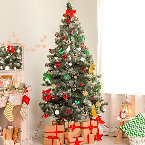 Miniatura 5 de 100 esferas de Navidad, dorado, rojo, verde y blanco, inastillables, para colgar en el árbol de Navidad