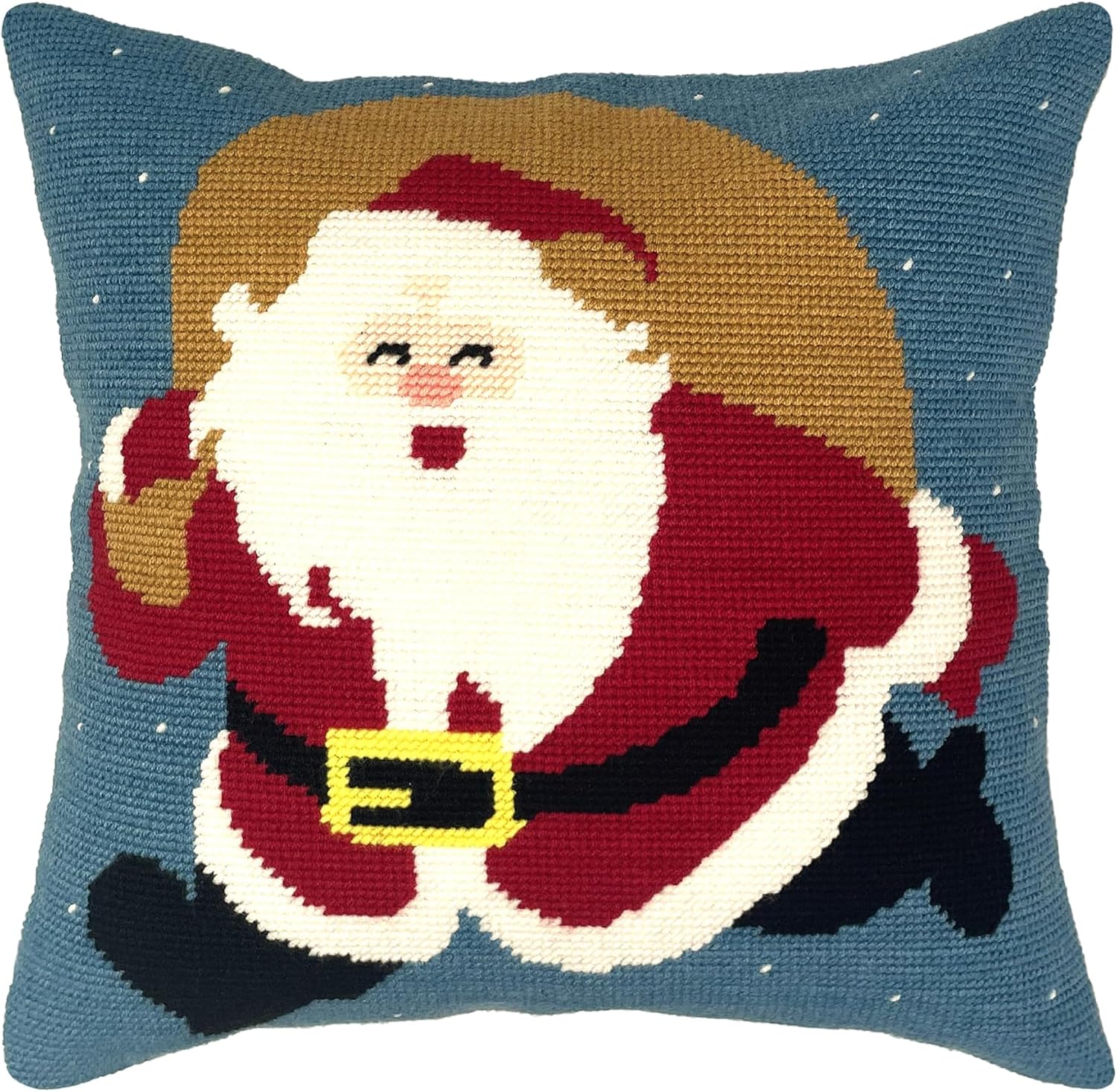 Howie's Needlepoint Needlepoint Kits for Adults, Christmas Pillow Front Cross Stitch Kit with Embroidery Pattern on Canvas, Yarn, 2 Needles and Instruction, 16 x 16inch(Santa)