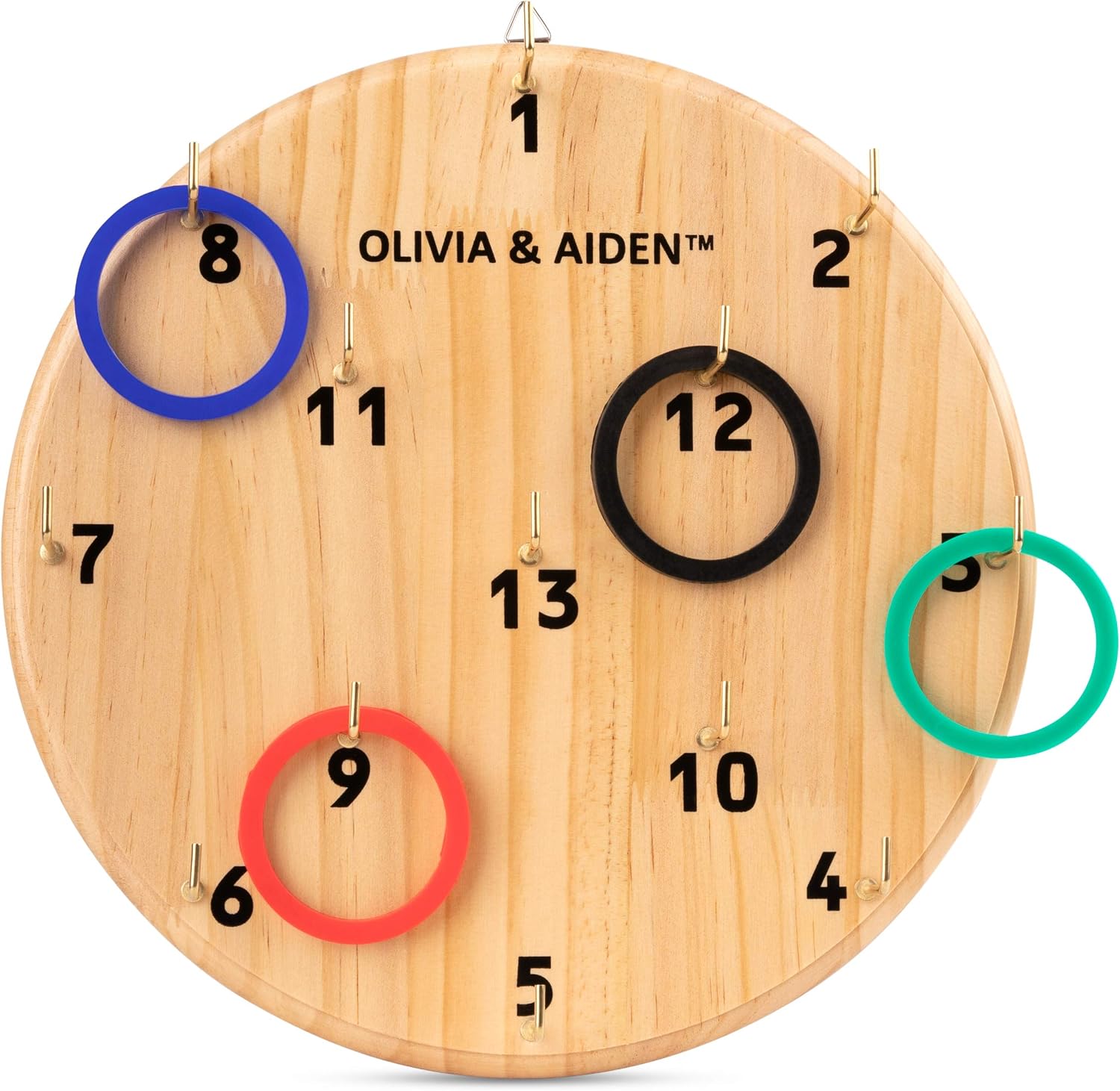 OLIVIA & AIDEN Ring Toss Indoor - Outdoor Game for Kids and Adults - 4 Players | Large 12" Toss Board | 4 Color Ring Set - Storage/Travel Bag | Full Family Game for Home, Yard, Poolside and Travel