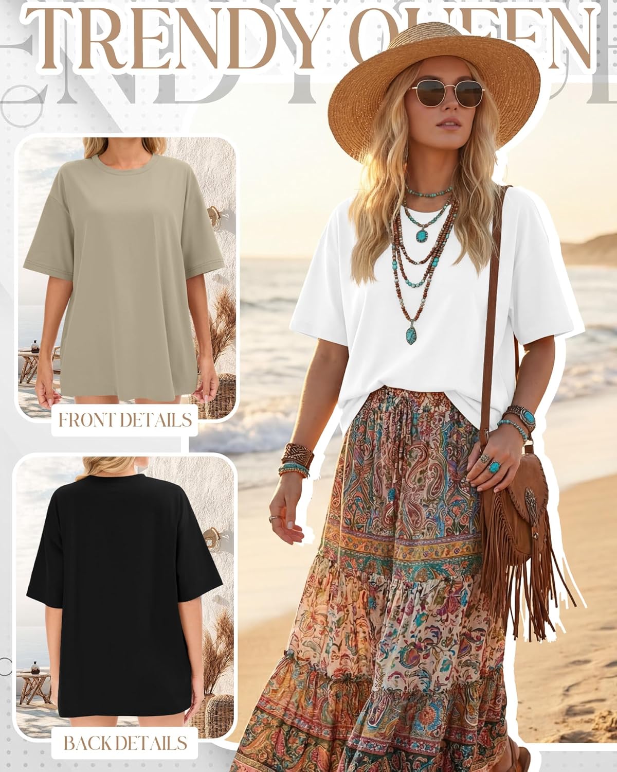 3 Pack Women Oversized T-Shirts Loose Fit Workout Gym Shirts Crewneck Short Sleeve Tops Baggy Casual Basic Tee - Image 5