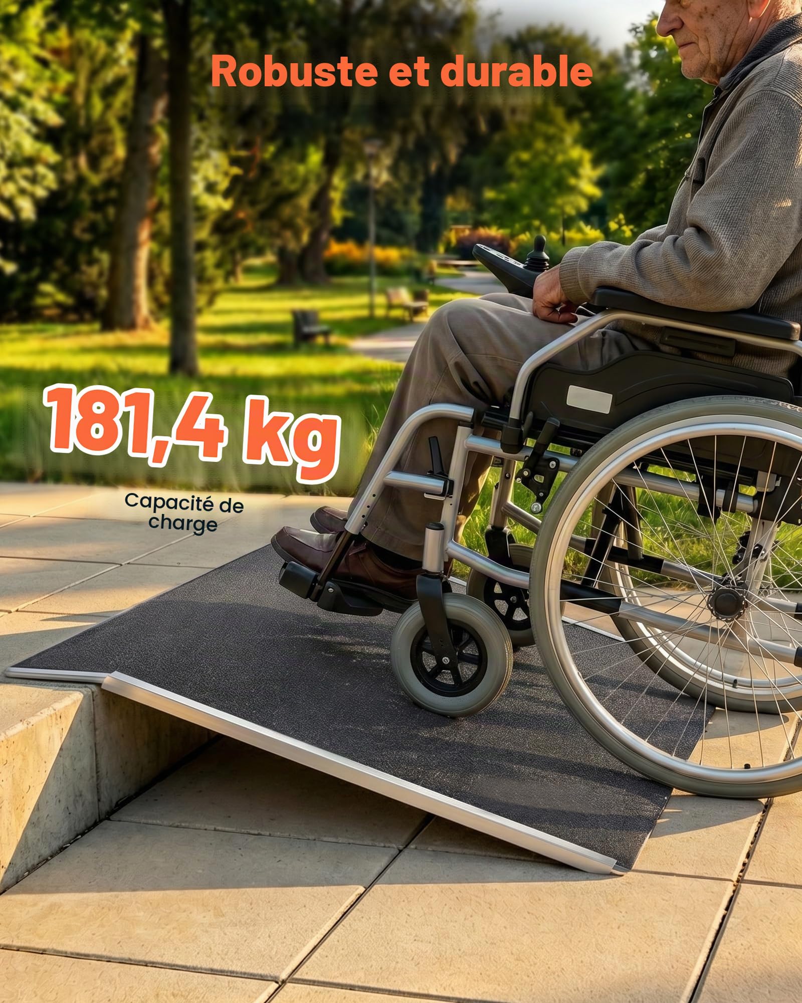 VEVOR Rampe de Seuil 810x390 mm, Rampe de Chargement en Aluminium Antidérapante pour Fauteuil Roulant, Charge 181,4 kg, pour Seuil de Porte, Trottoirs, Marches, Déambulateurs, Chariots et Scooters