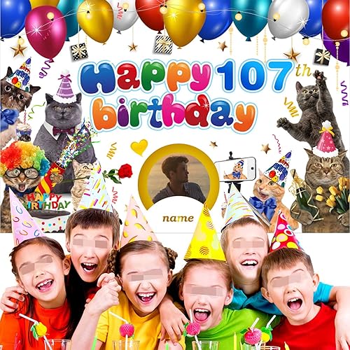 Vista 49 de Cartel personalizado de decoración de cumpleaños número 107 con temática de castillo y princesa, pancarta de tela personalizada para suministros