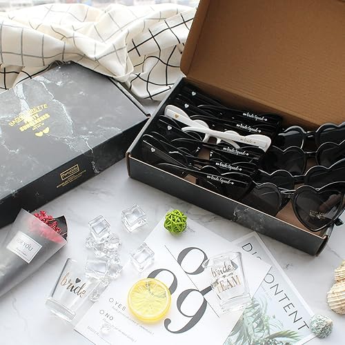 Miniatura 4 de PartyGifts&Beyond - Gafas de sol en forma de corazón para despedida de soltera, paquete de 10 lentes de sol para novia, regalo de escuadrón de novia