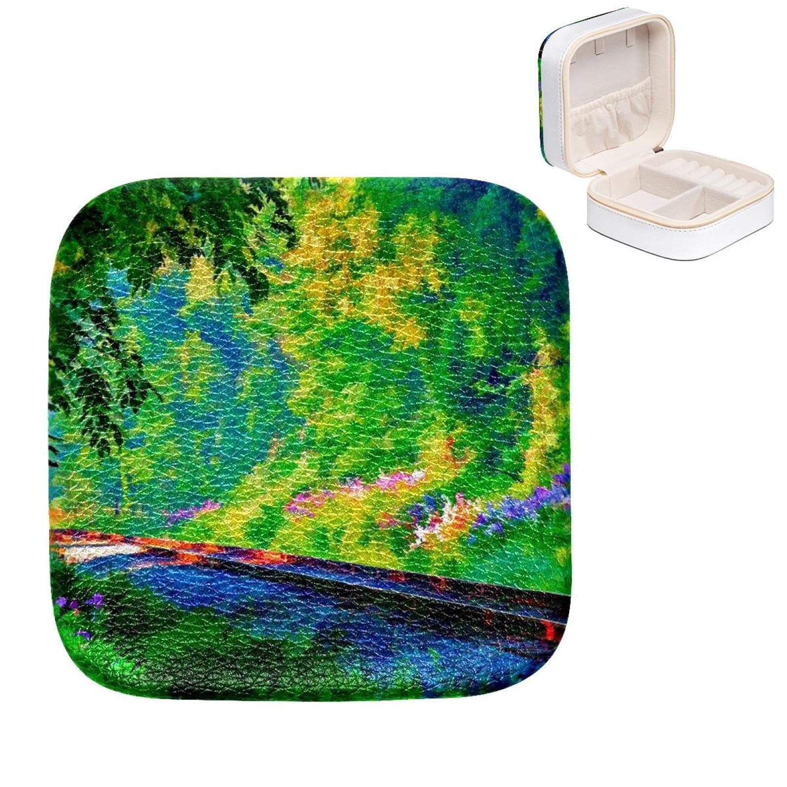 Boîte à bijoux paysage vert nomade pour vos voyages et coiffeuse