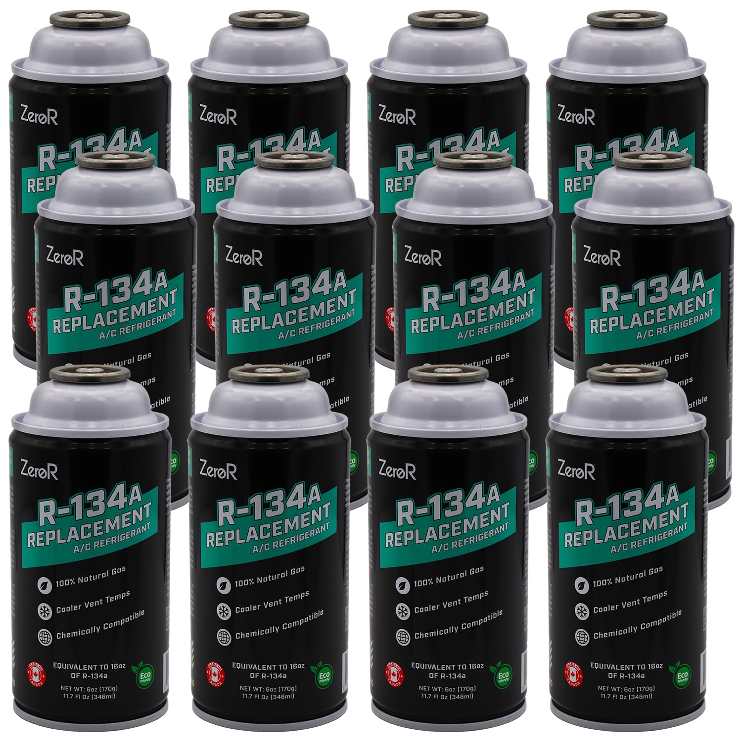 ZeroR AC Refrigerant R134a Replacement - 12 Cans