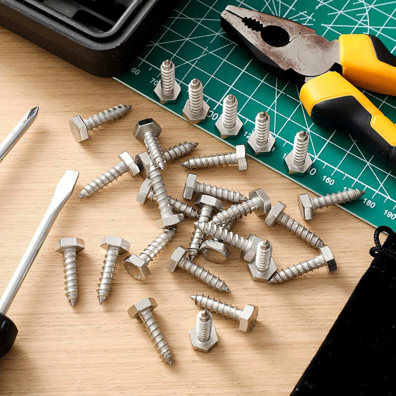 Zonon 100 Pcs 1/4" X 1" 304 Stainless Steel Lag Screw for Wood, Silver image 5