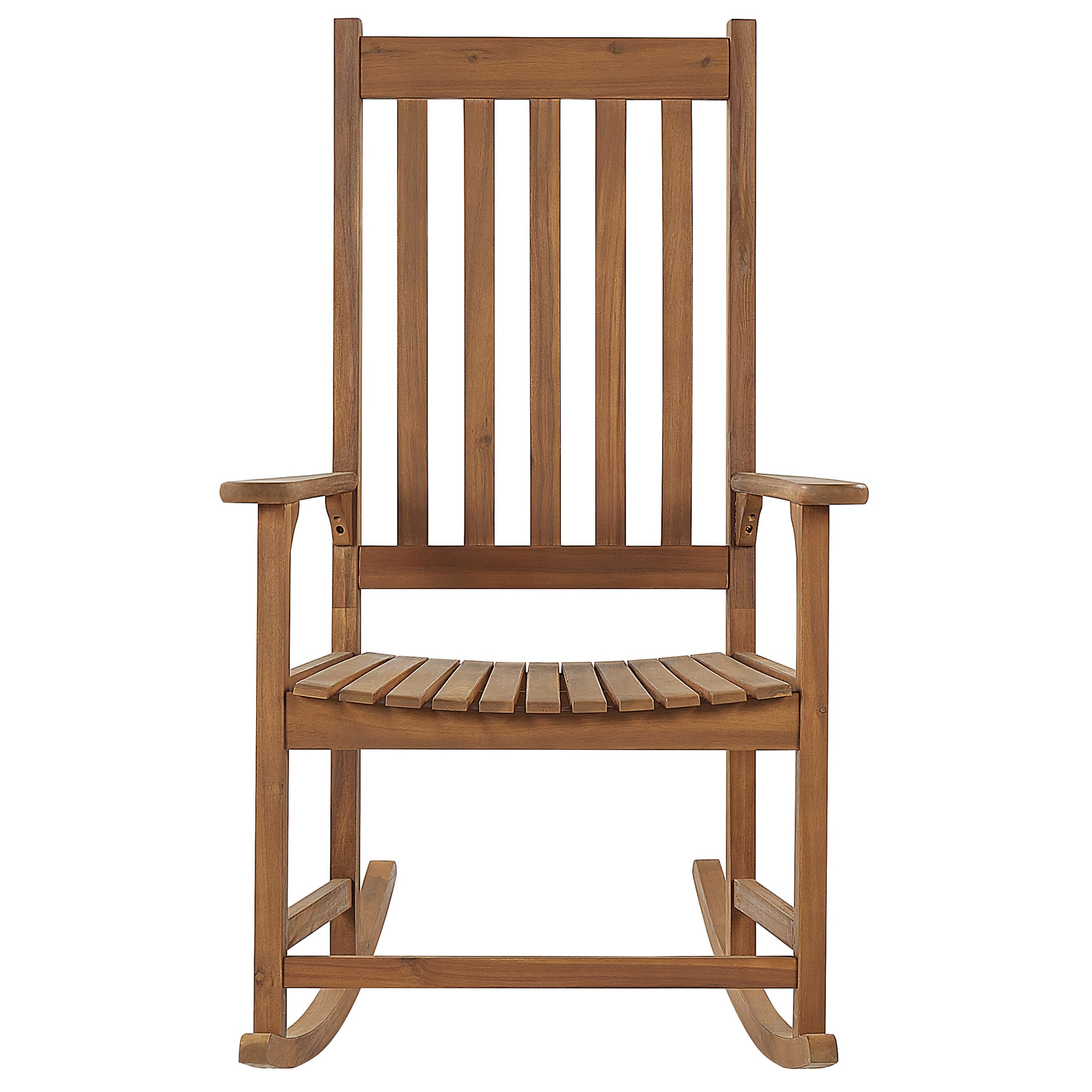 Beliani Chaise à Bascule en Acacia Bois Clair Haut Dossier et Assise Epaisse Classique Bojano