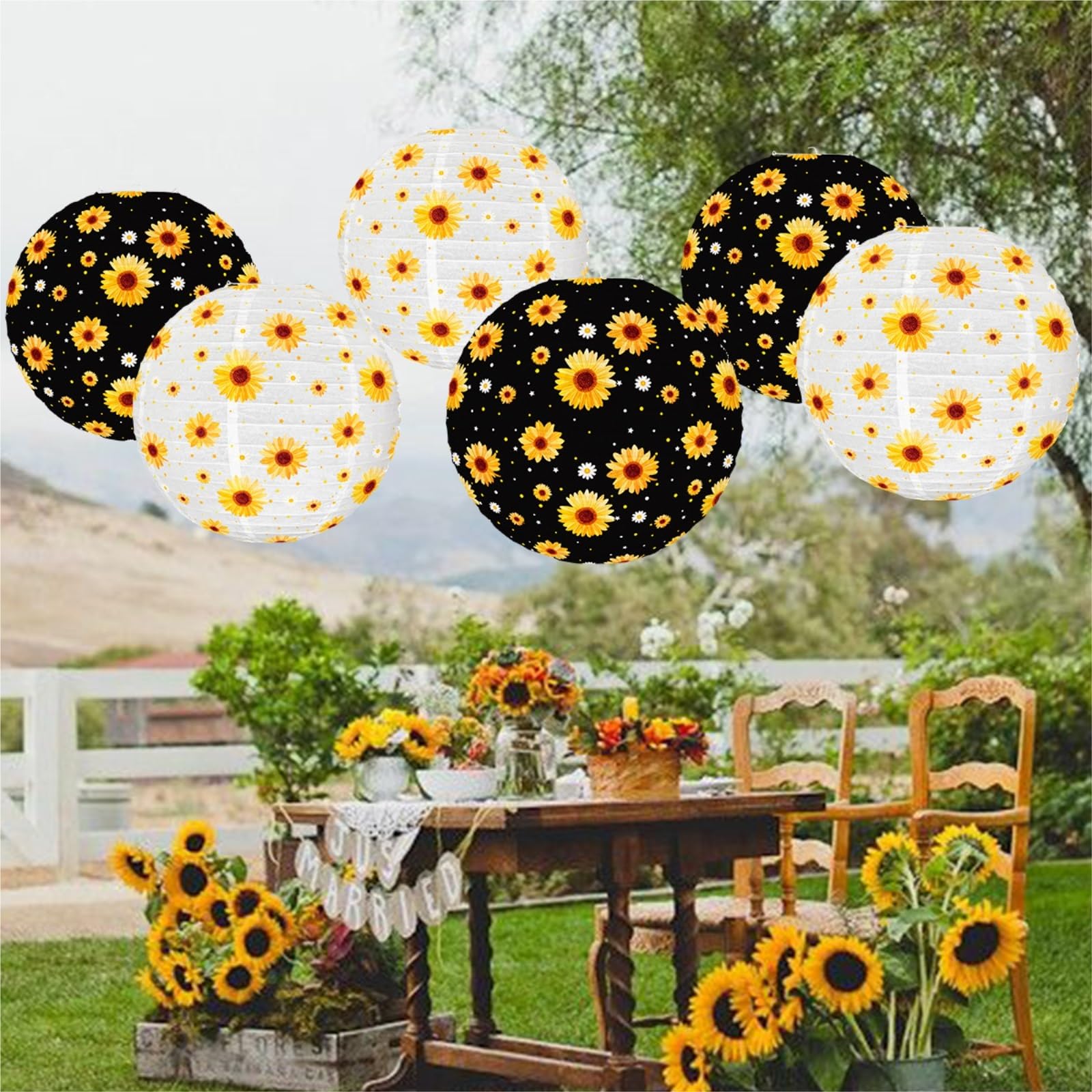Linterna de Papel farolillo 6 Farolillos De Papel con Forma Girasol For Fiestas Temáticas, Decoración Colgante Decoraciones de Año Nuevo
