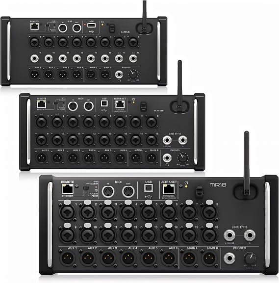 DJ Mixer, XR18/MR18 Rack Mount Professional Digital Mixer Built-in Wifi DSP Mixer DJ Recording Studio with USB Recorder