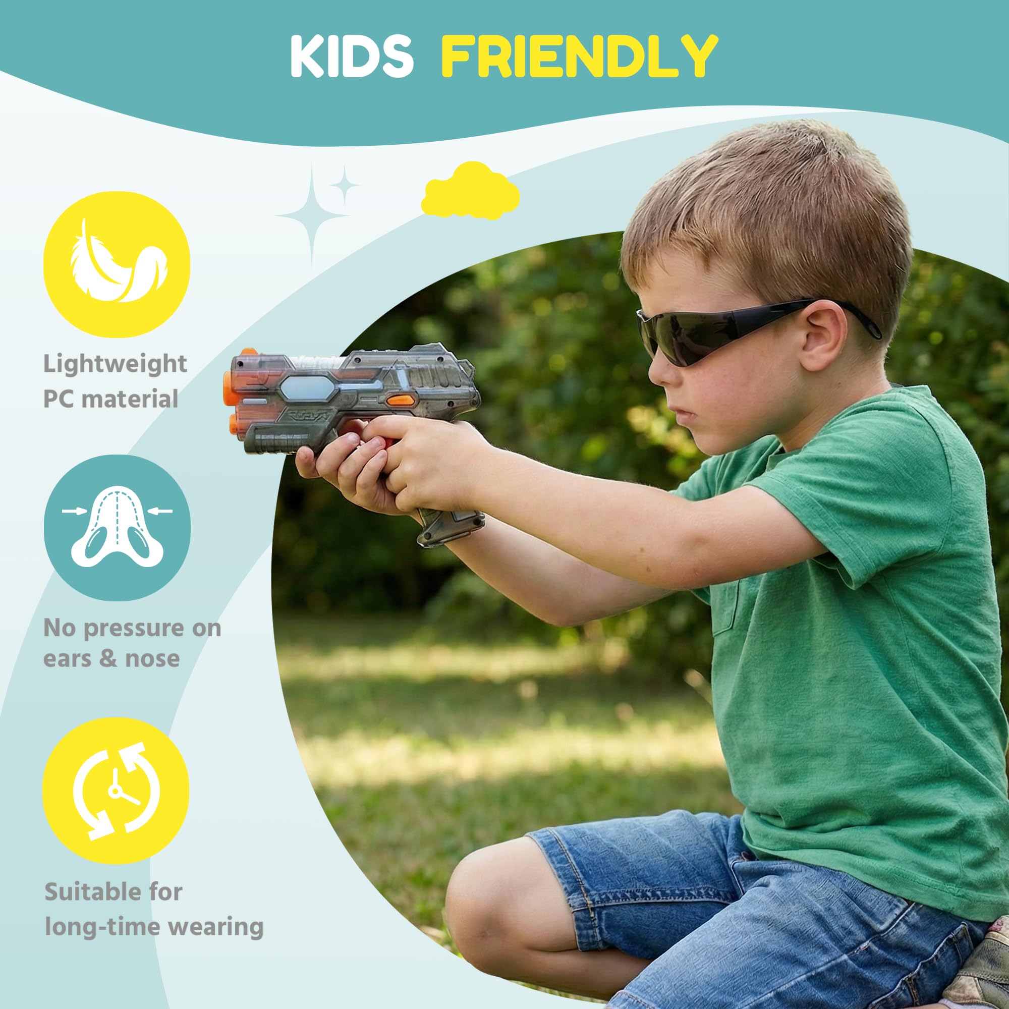 Getönte Kinderschutzbrille, ANSI Z87.1, Rauchglas, UV400-Schutz, kratz- und schlagfest, 24 Stück, Grauschwarz, für Schule, Sport, Heimwerker
