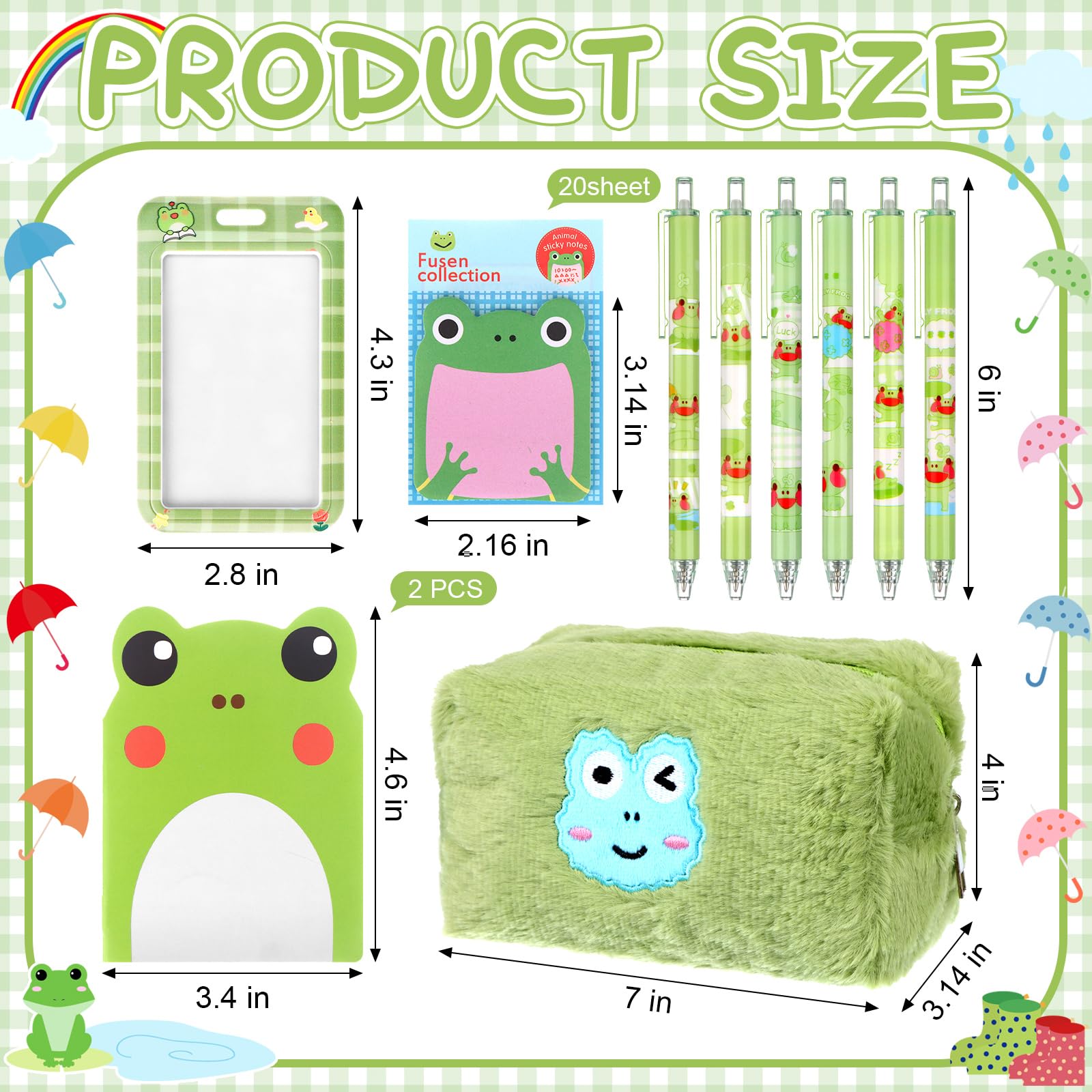 61 Pcs Frog Stationery Set Frog Pencil Pouch Frog Pens Notebooks Sticky Notes Stickers ID Card with Lanyard - Image 2