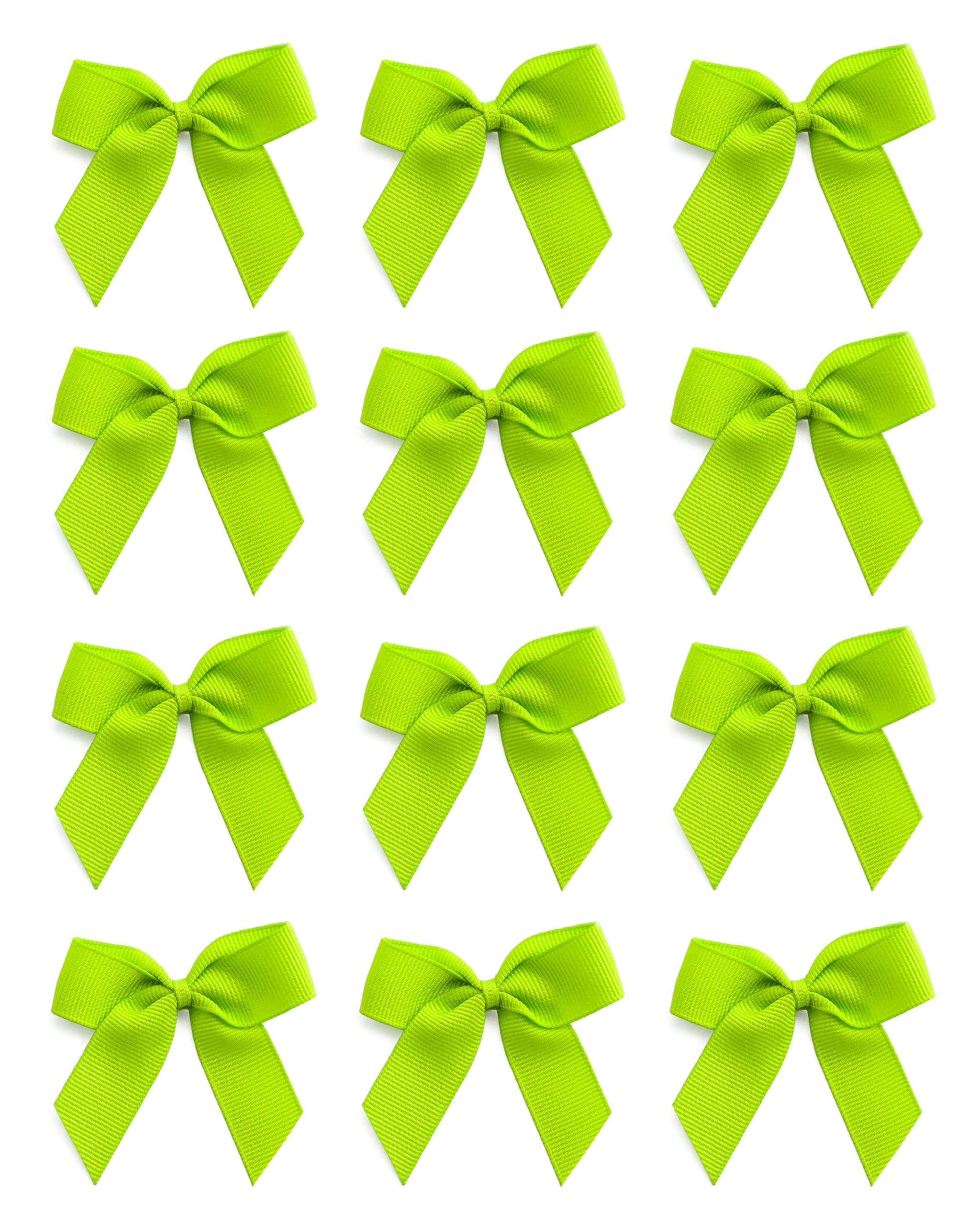 Italian Options Small Grosgrain Ribbon Bows, Self Adhesive Bows for Crafting, Gifts, Sewing, Hair Bow, Wedding Stationery, Floristry, Cakes, Crafts, Decorations, Lime, 12 Pack, 5cm