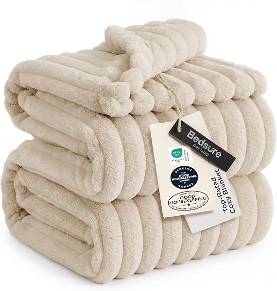 Bedsure Soft King Size Blankets for Bed Khaki 108"x90"