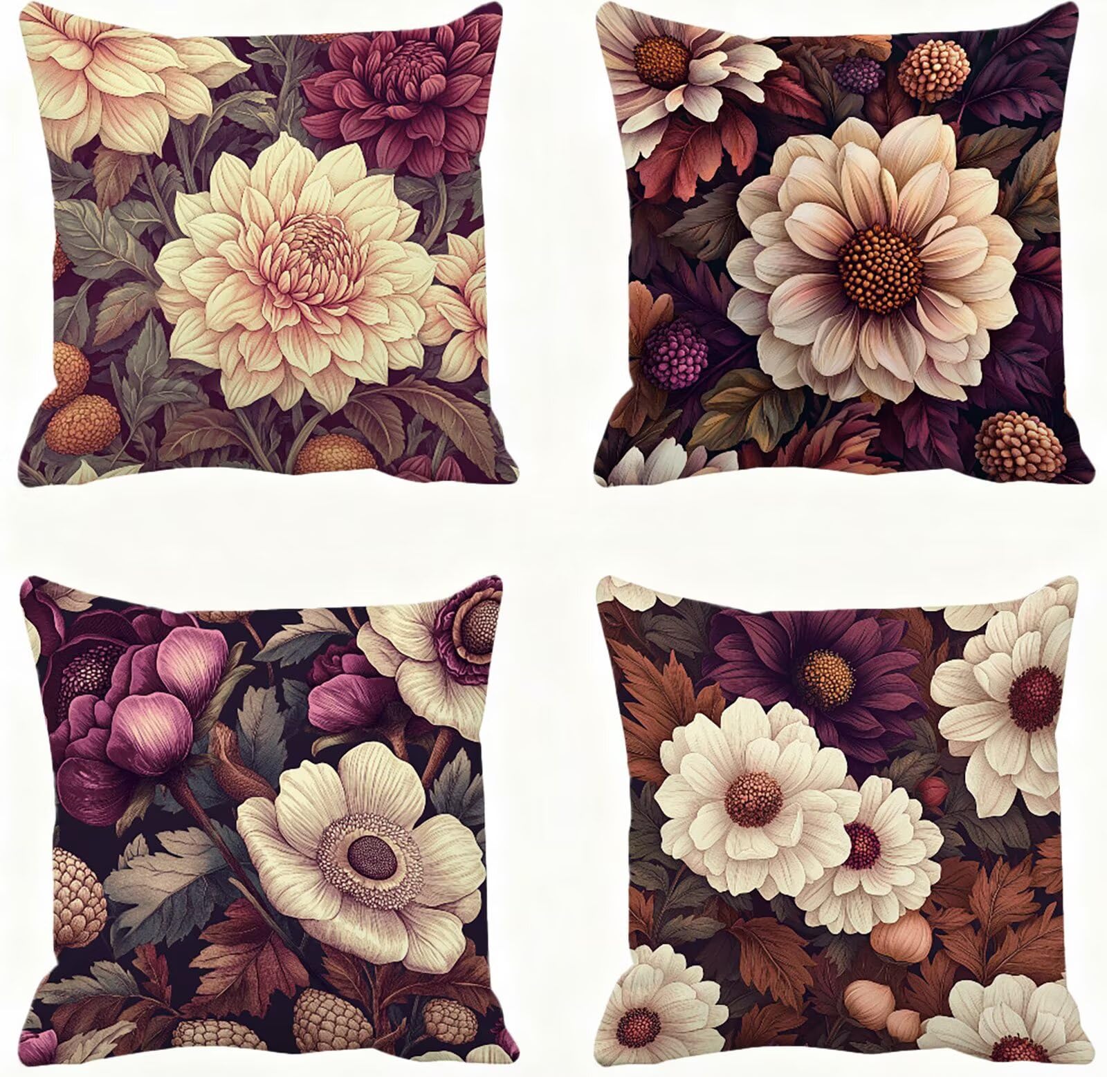 Housse coussin 60x60 decoration automne beige pour grand canapé de salon et chambre