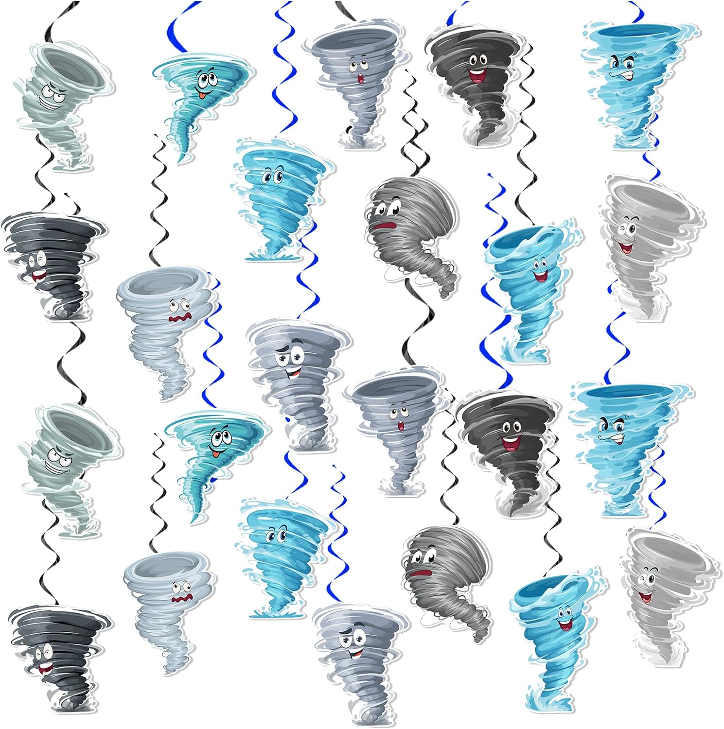 24 Pack Tornado Hanging Swirls Tornado Spirals Tornado Hanging Decorations Ceiling Decor for Tornado Birthday Party Decorations Tornado Party Supplies