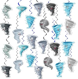 24 Pack Tornado Hanging Swirls Tornado Spirals Tornado Hanging Decorations Ceiling Decor for Tornado Birthday Party Decorations Tornado Party Supplies