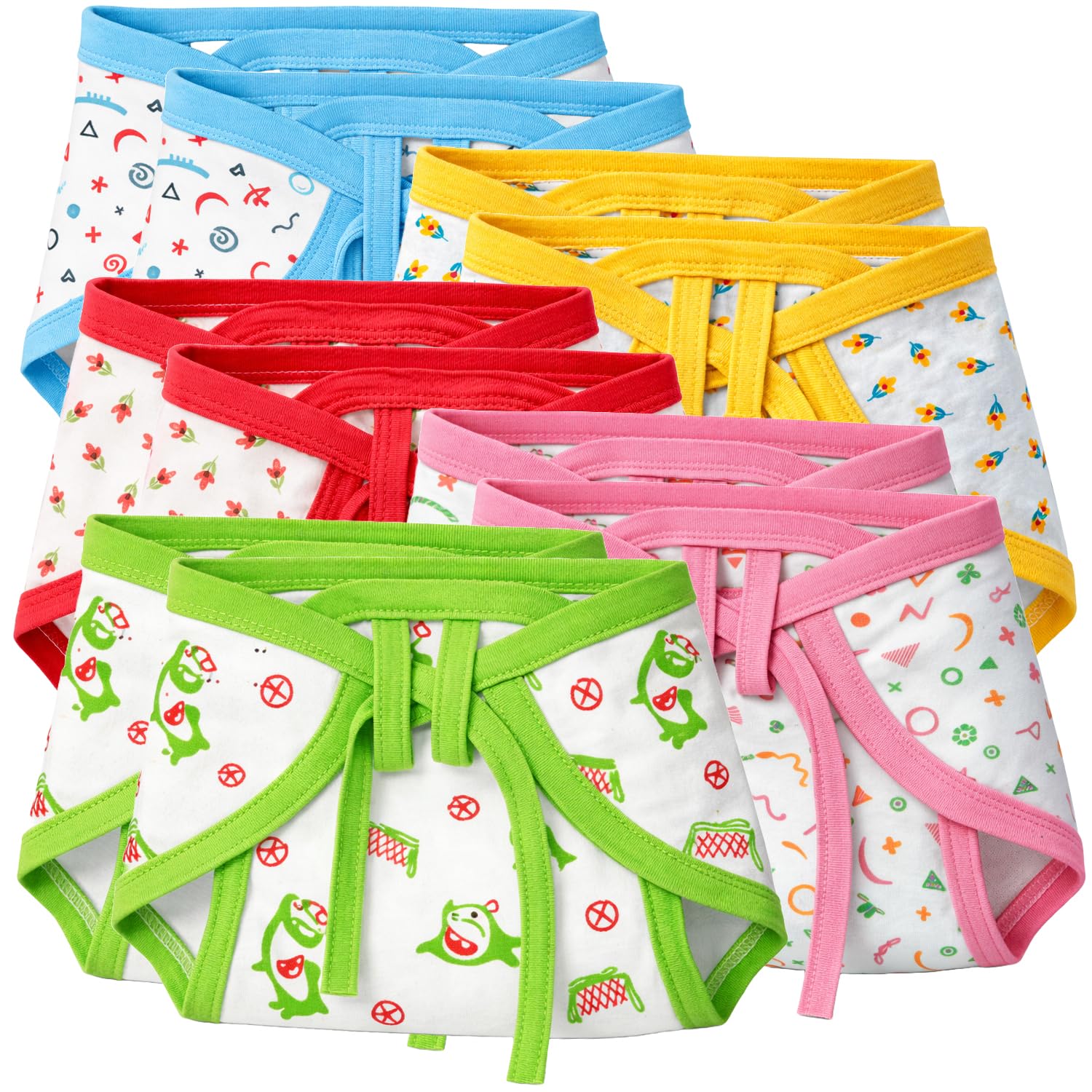 Newborn Baby Langot 100% Pure Cotton Soft Breathable Washable Reusable Cloth Nappy Diaper for Baby Boys & Girls Multicolor Hosiery 0-6 Months Pack of 10 (MULTICOLOR3)-image-14