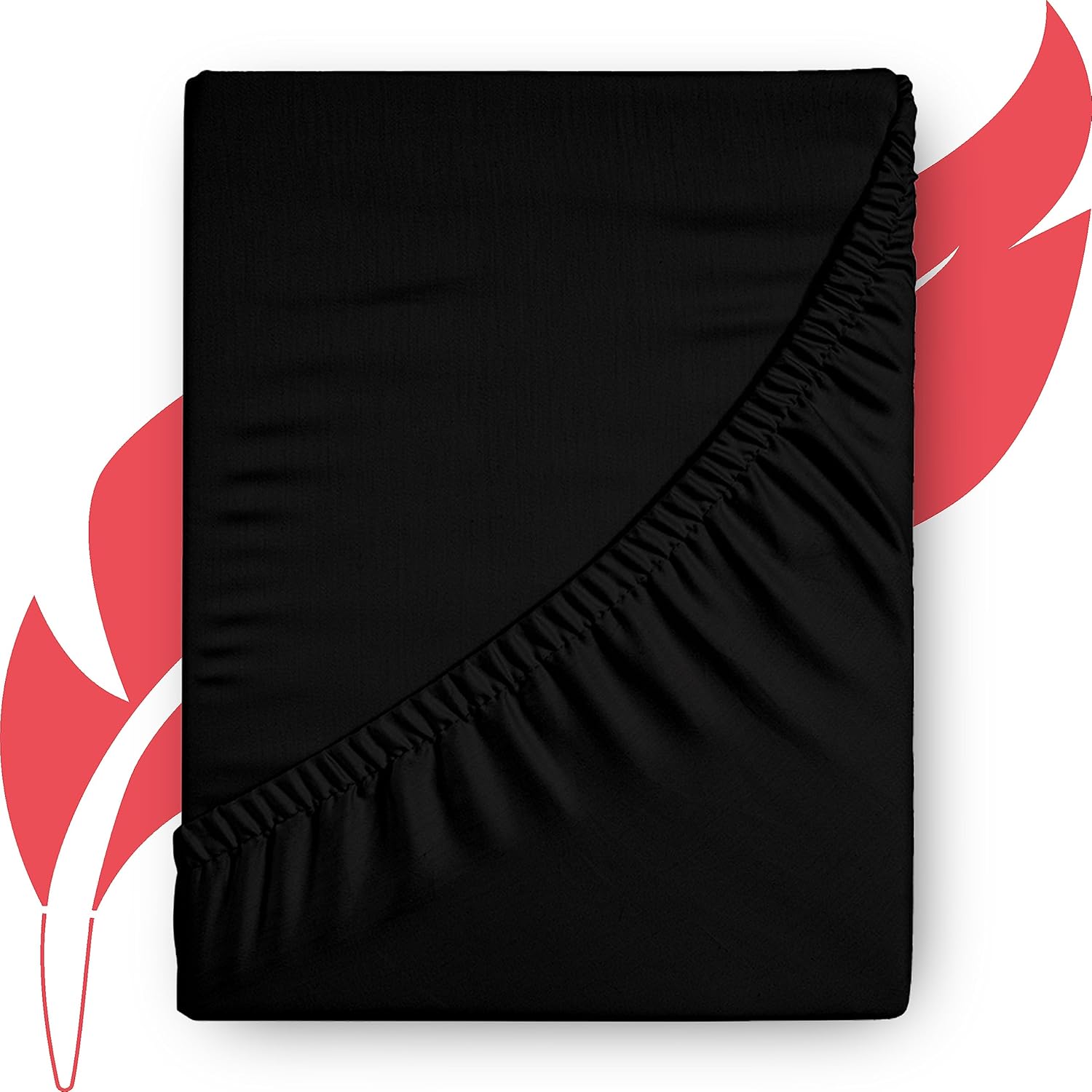 Ashton Sheets Luxury Egyptian Cotton King Fitted Sheet Only - 1000-Thread-Count King Size Fitted Sheet, Soft, Cooling, Sateen Weave Hotel Quality Bottom, Fits Upto 18" Deep Pocket Mattress - Black