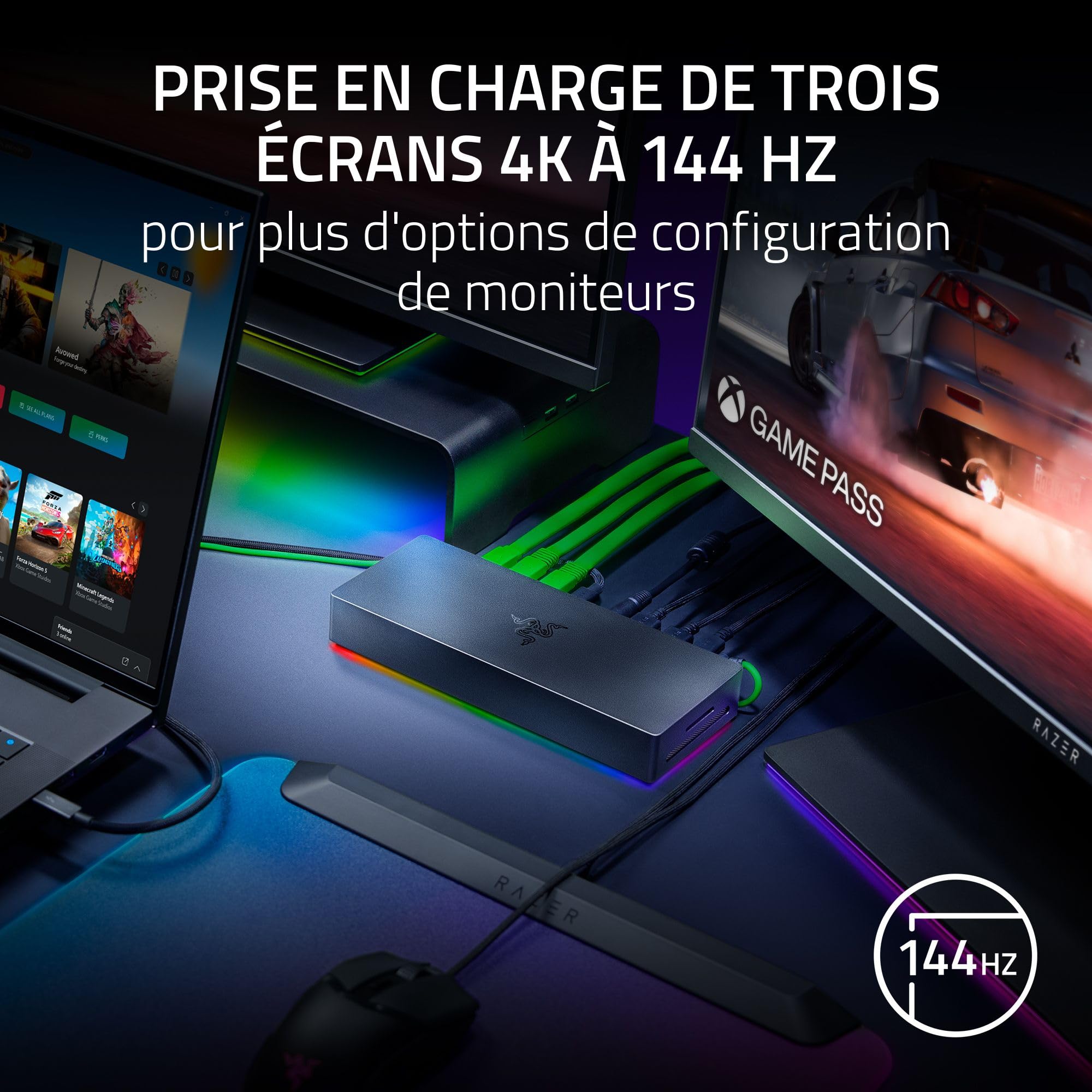 Razer Thunderbolt 5 Dock Chroma - Station d'accueil 11 Ports USB-Thunderbolt - 3X DisplayPort USB-C - Ethernet - Passthrough 140W - Carte SD/UHS - 3X USB - Extension M.2 - Prise UE - PC/Mac | Noir