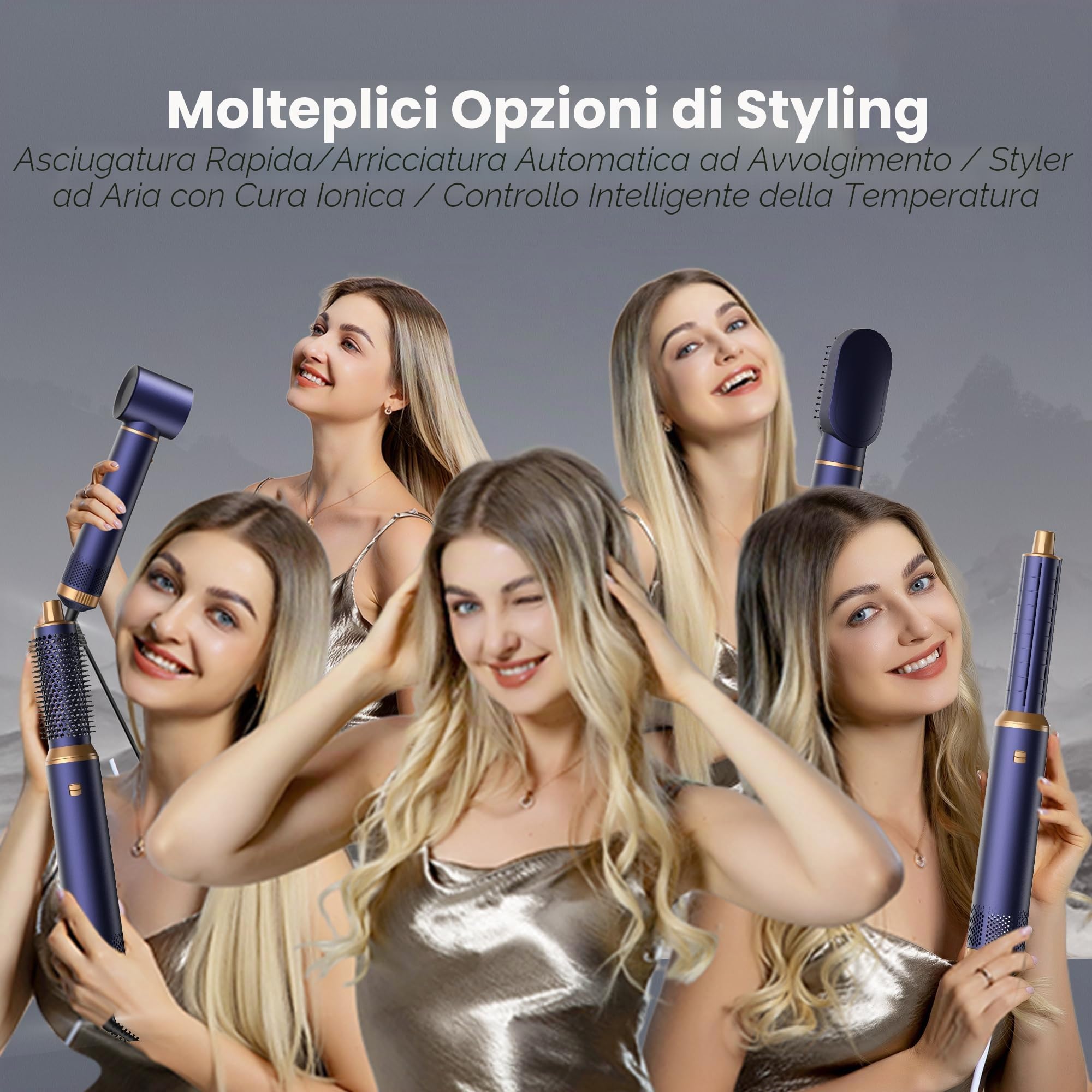 Asciugacapelli 5 in 1, spazzola soffiante 5 in 1, con asciugacapelli ricci, spazzola soffiante, spazzola termica, aria Styler 5 in 1, per asciugare, arricciare, lisciare,regalo per donna