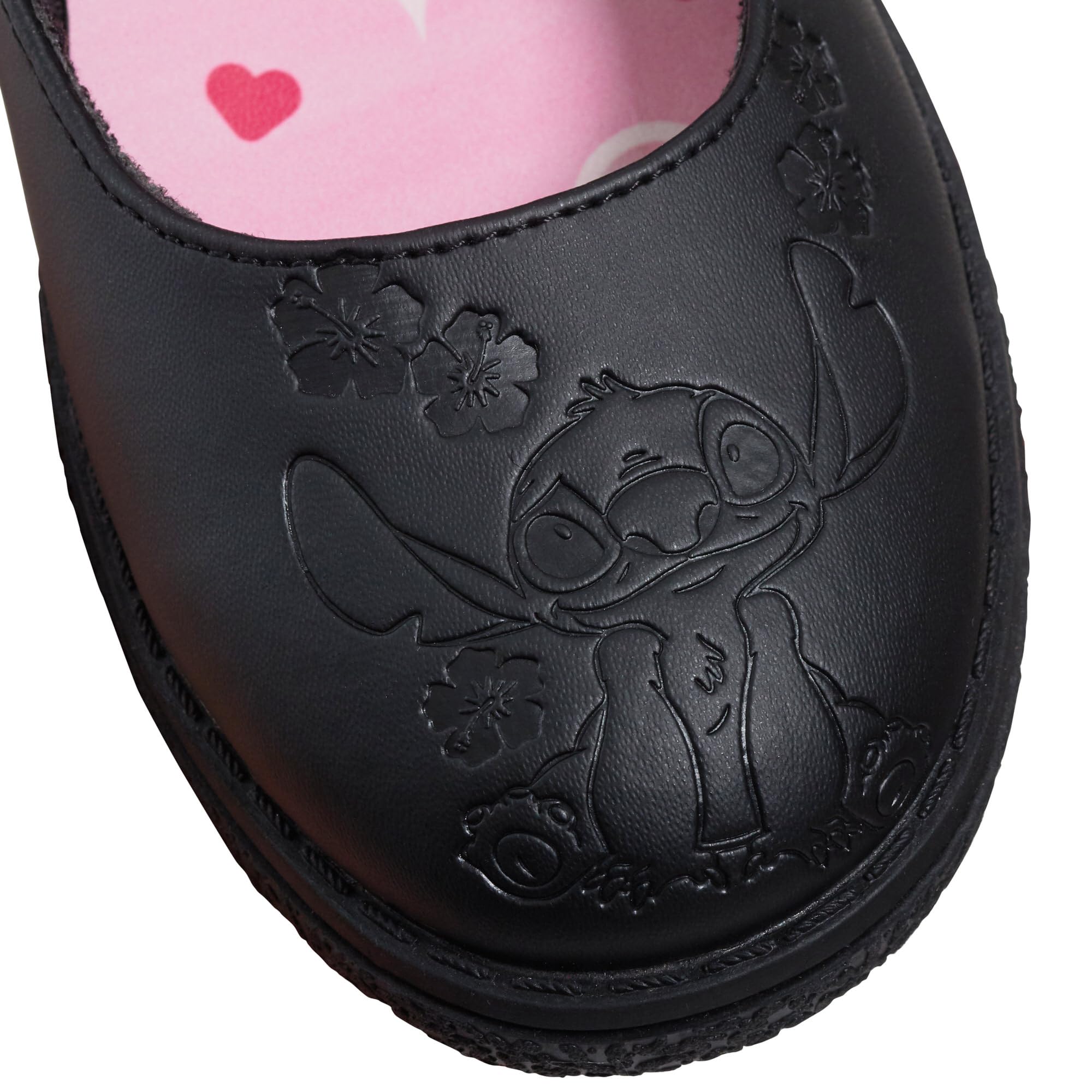 Disney Zapatos Escolares para niñas Stitch, Zapatos Mocasines Negros con Suela Resistente y fácil de Sujetar