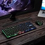 Clavier de jeu sans fil et souris Combo rechargeable Led backlit carte clé Mice filé pour PS4 PS5 Commutateur Ordinateur portable compatible avec Windows XP 7/8/10 Linux iMac MacBook Xbox un X