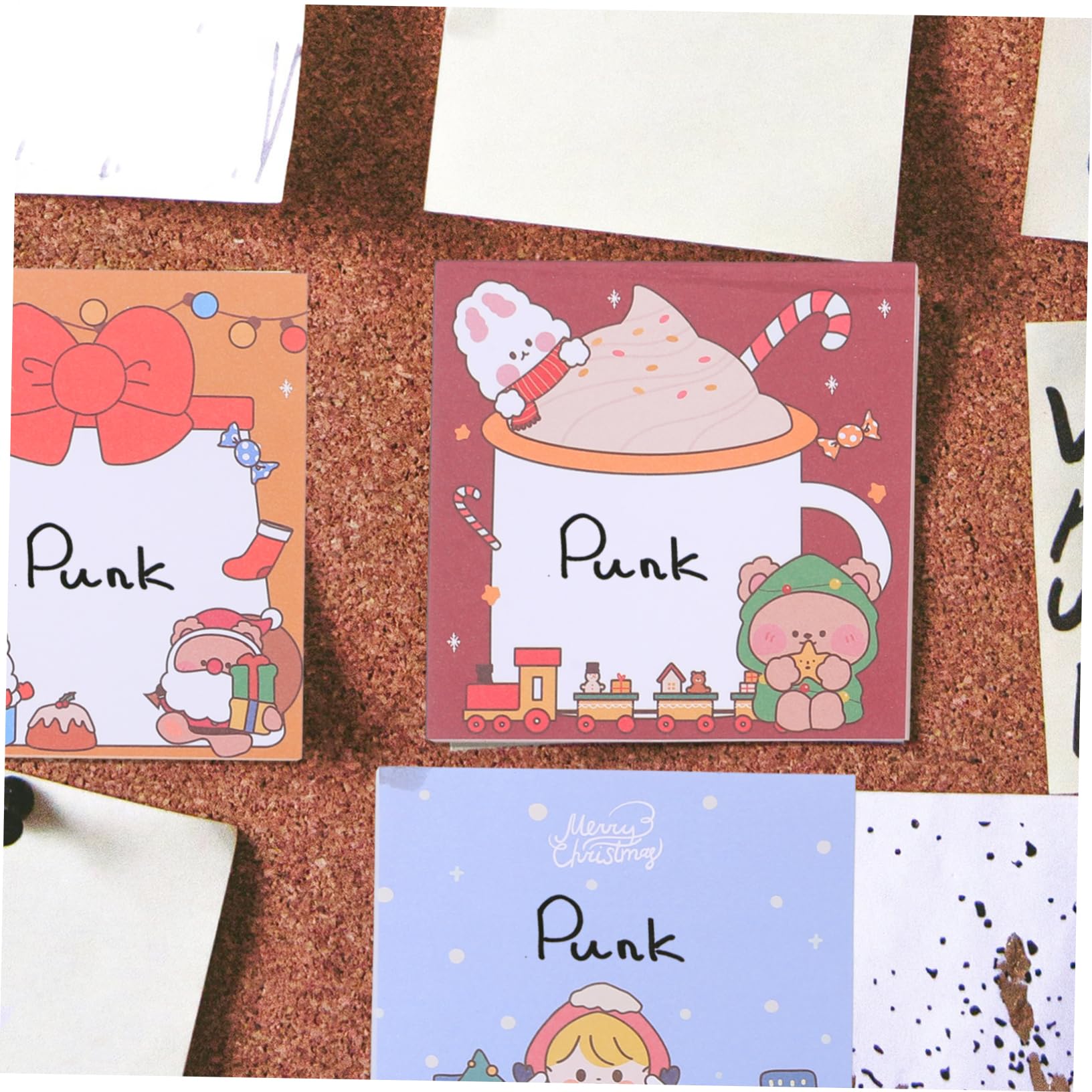2 Sets Selbstklebende Weihnachts-memo-aufkleber Kawaii Super-kawaii-briefpapier Weihnachtsmotiv Muster Post-note Tragbar 12 Stück