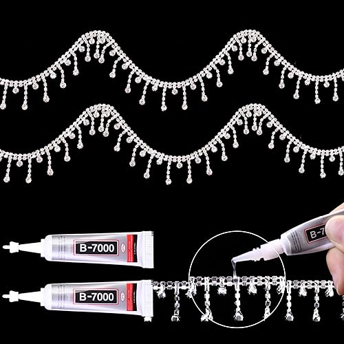 1 yarda de diamantes de imitación con flecos de diamantes de imitación brillantes cadena de flecos de lentejuelas plateadas cinturón con borlas para