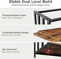 Vista 4 de Mini Fridge Stand Coffee Bar Cabinet Station With Small Refrigerator Insert Storage Space, Shelf Organizer For Dorm Microwave To Sit On, Baker Rack