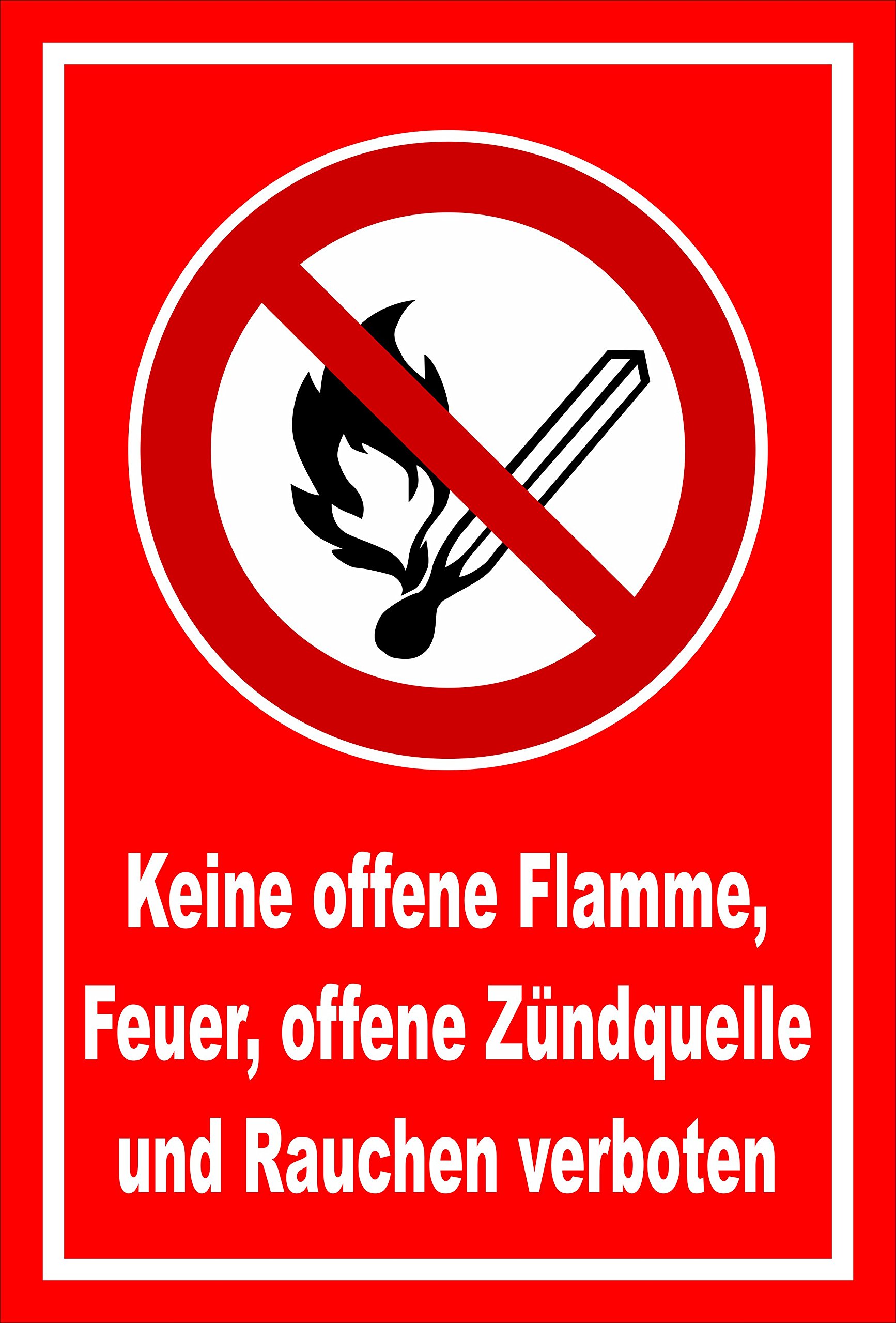 Schild Feuer Zündquellen Rauchen verboten - P003 – 60x40 cm – 3mm Aluverbund – Bohrlöcher – mehrere Größen/Materialien
