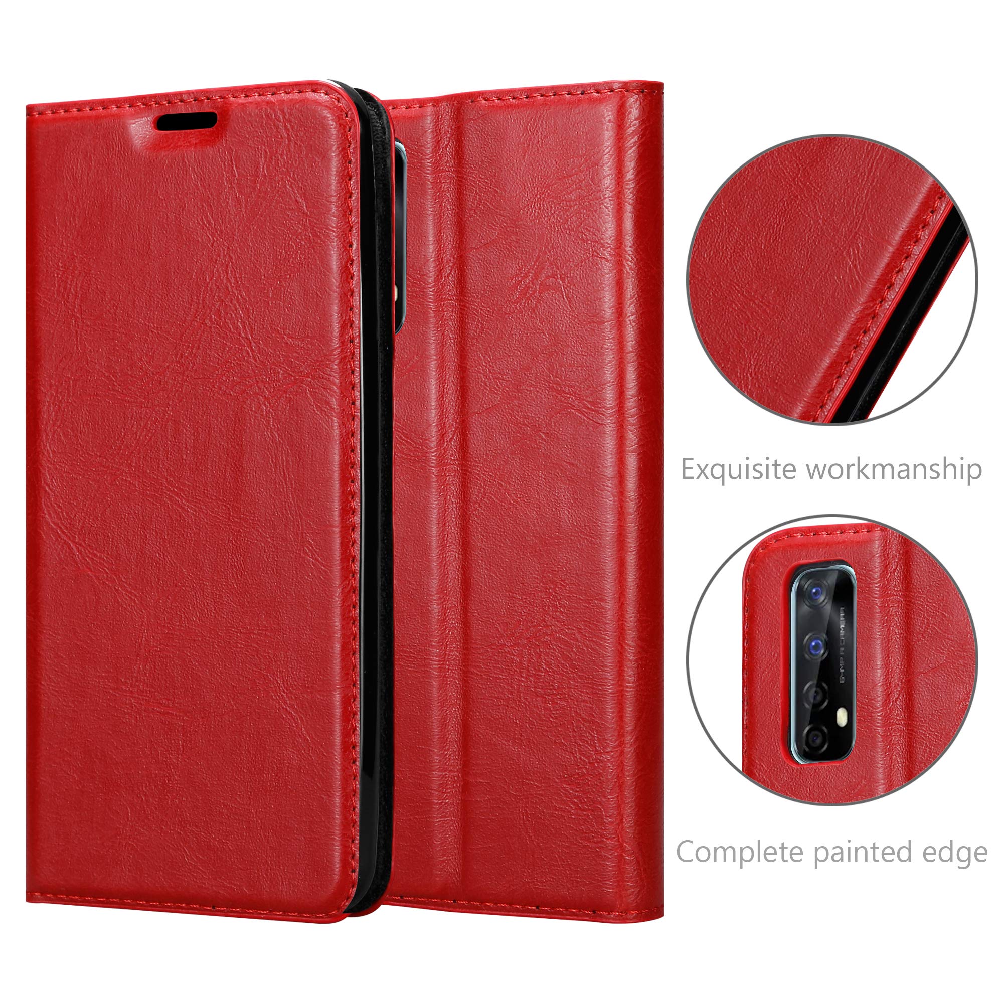 Cadorabo Custodia Portafoglio Per Realme 7 - Rossa, Con Slot Carte, Supporto E Chiusura Magnetica