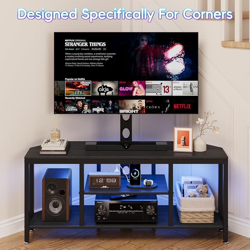Corner TV Stand Entertainment Center with Mount for Living Room, 32-65" TV image 4