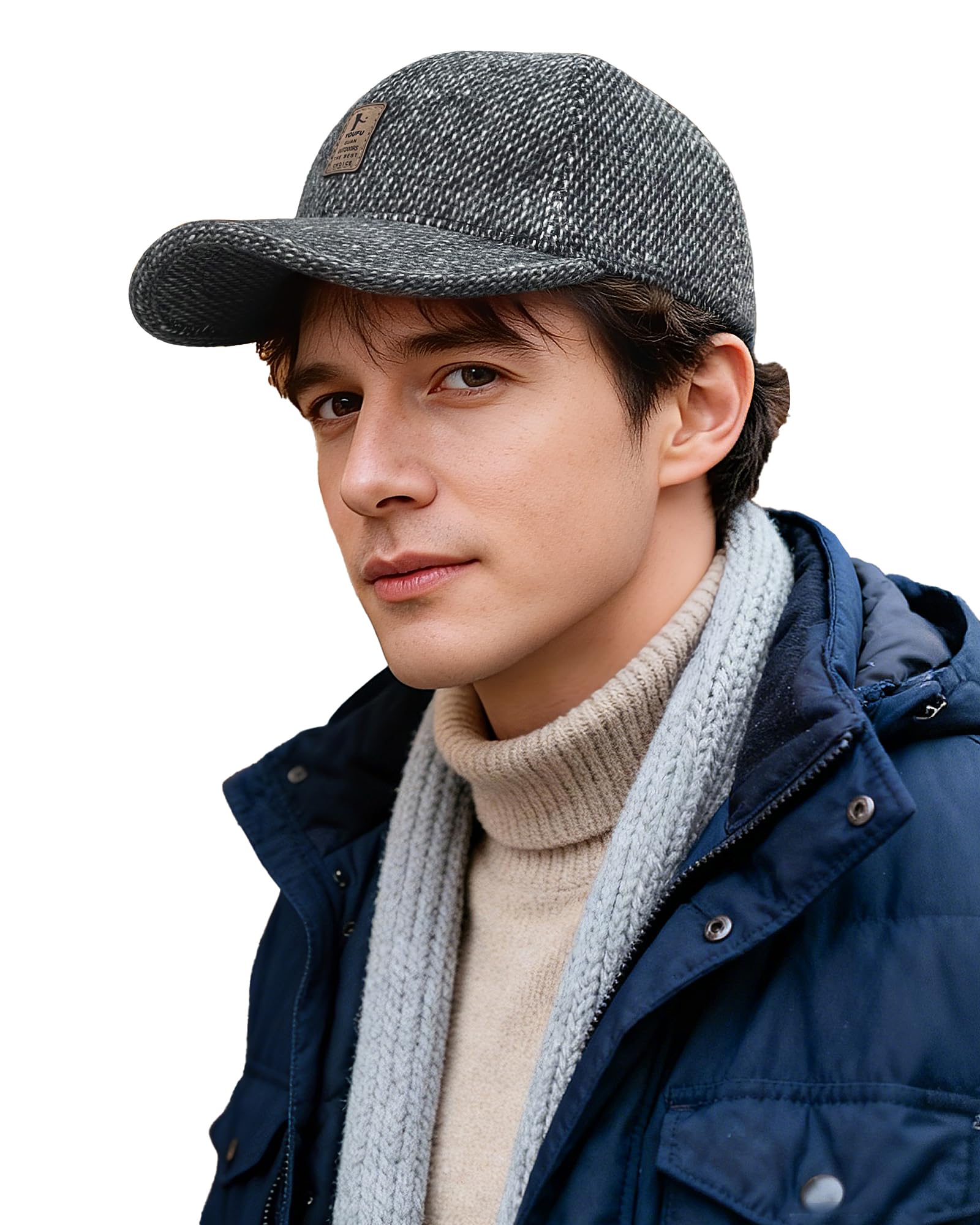 Croogo Men's Hat with Earmuffs, Baseball Cap, Warm, Cold Protection, Windproof, Size Adjustable, Cool, Casual, Work Camp, Climbing, Outdoor, Bicycle, Golf, Trekking, Travel, Respect for the Aged Day, 56 to 60 cm G-GSDT1-Grey
