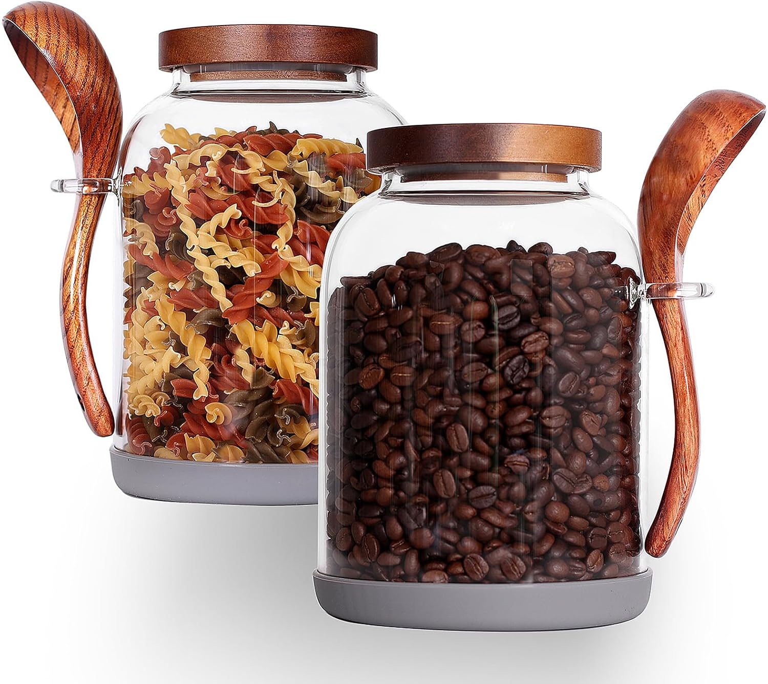 Glass Canisters with Airtight Lids and Spoons Set of 2, 66