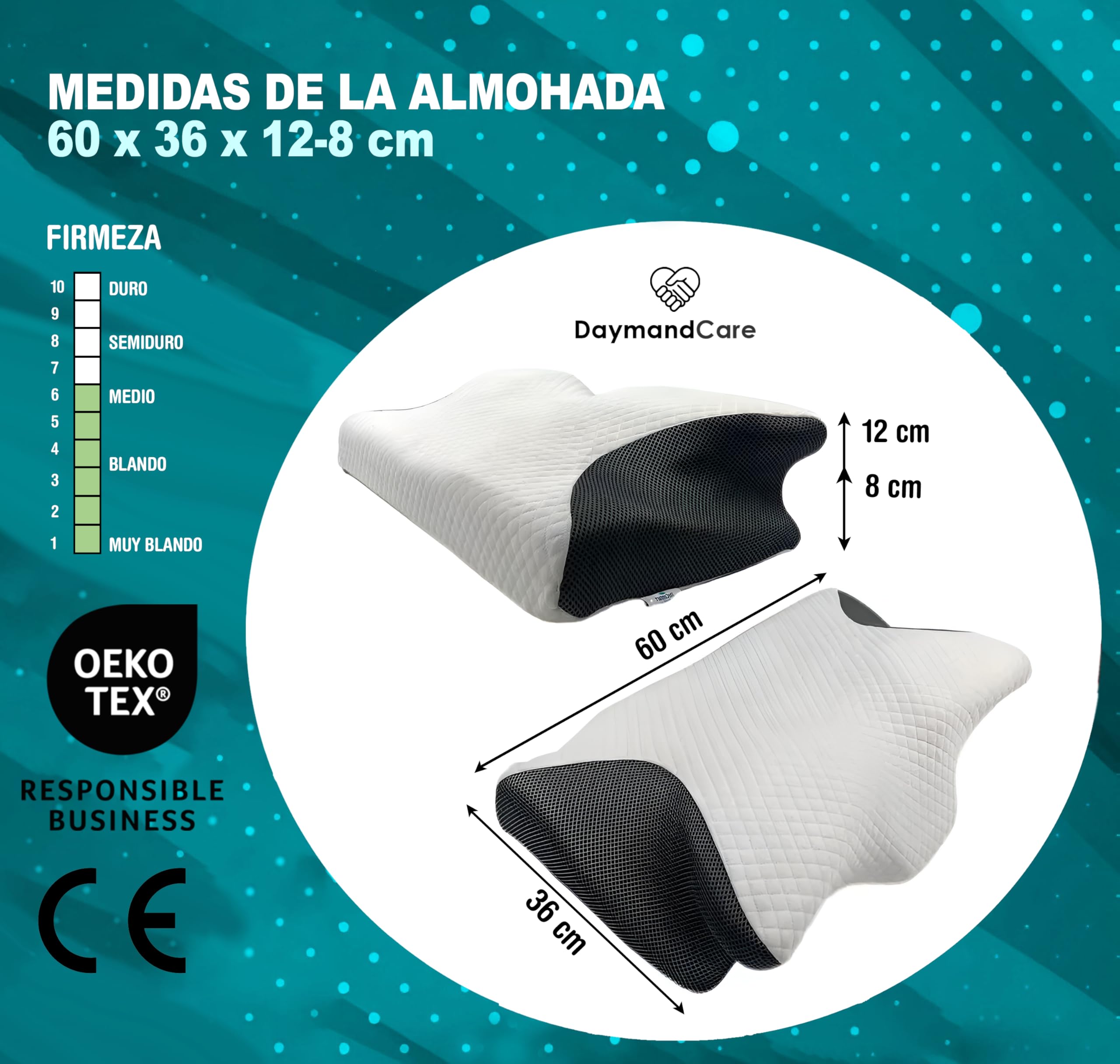Almohada Cervicales y Cuello | Funda Extra Gratis | Almohada Viscoelastica Antironquidos | Almohada Cervical | Almohadas Cervicales | Antirronquidos | Almohada Mariposa
