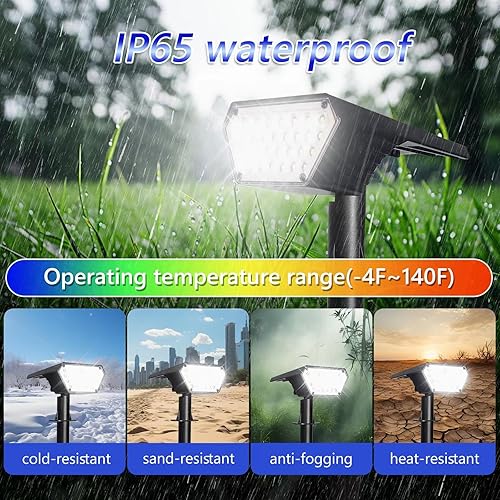 Miniatura 4 de Paquete de 2 focos solares para exteriores, luces solares de encendidoapagado automático para exteriores, impermeables, IP65, 2 en 1, iluminación de